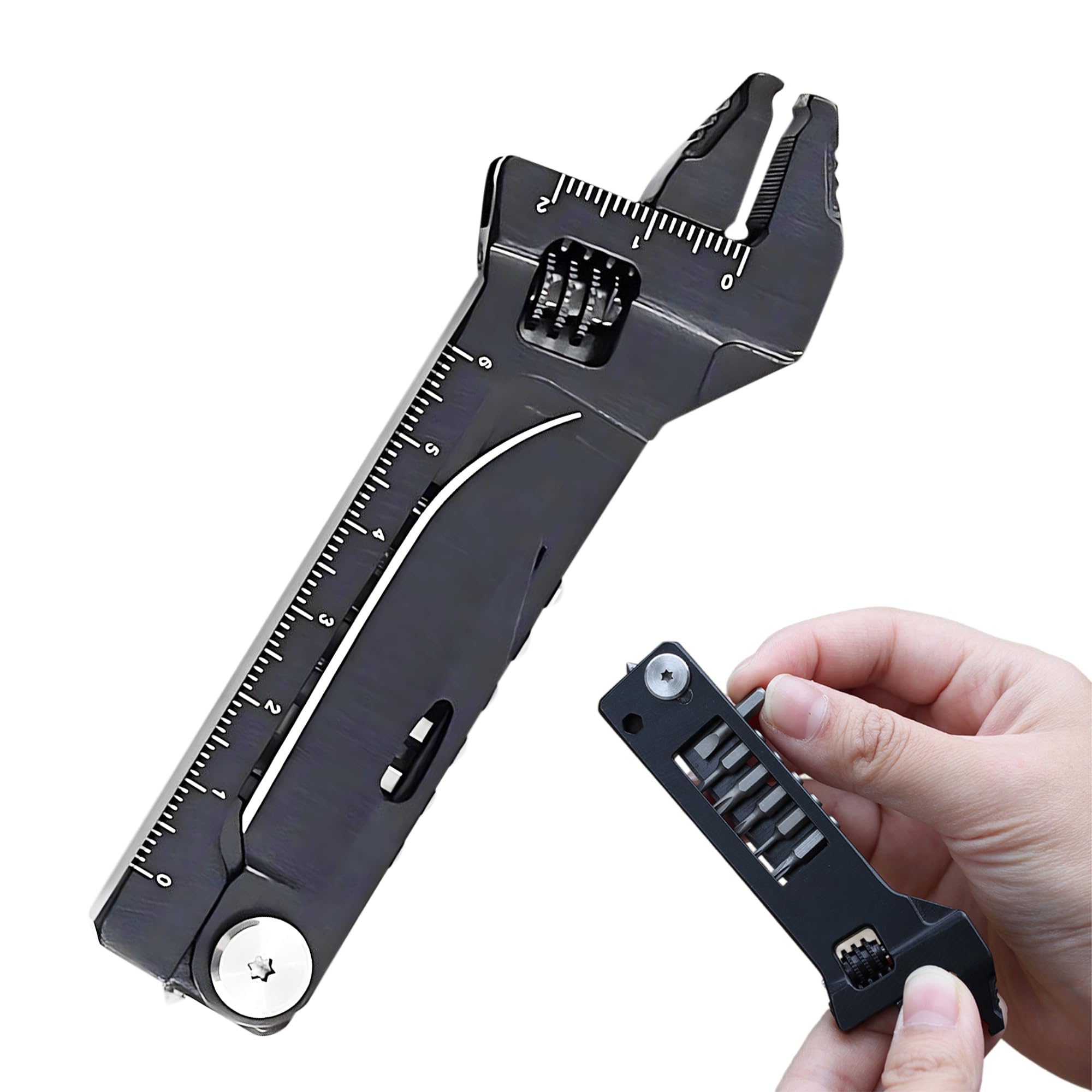 NALACAL Multitool Wrench with 6 Tools - Pliers/Wire Cutter/Screwdriver/Phillips Screwdriver/Ruler/Knife, Portable Folding Multifunctional Tools Adjustable Multi Purpose Stainless Steel Pocket Pliers