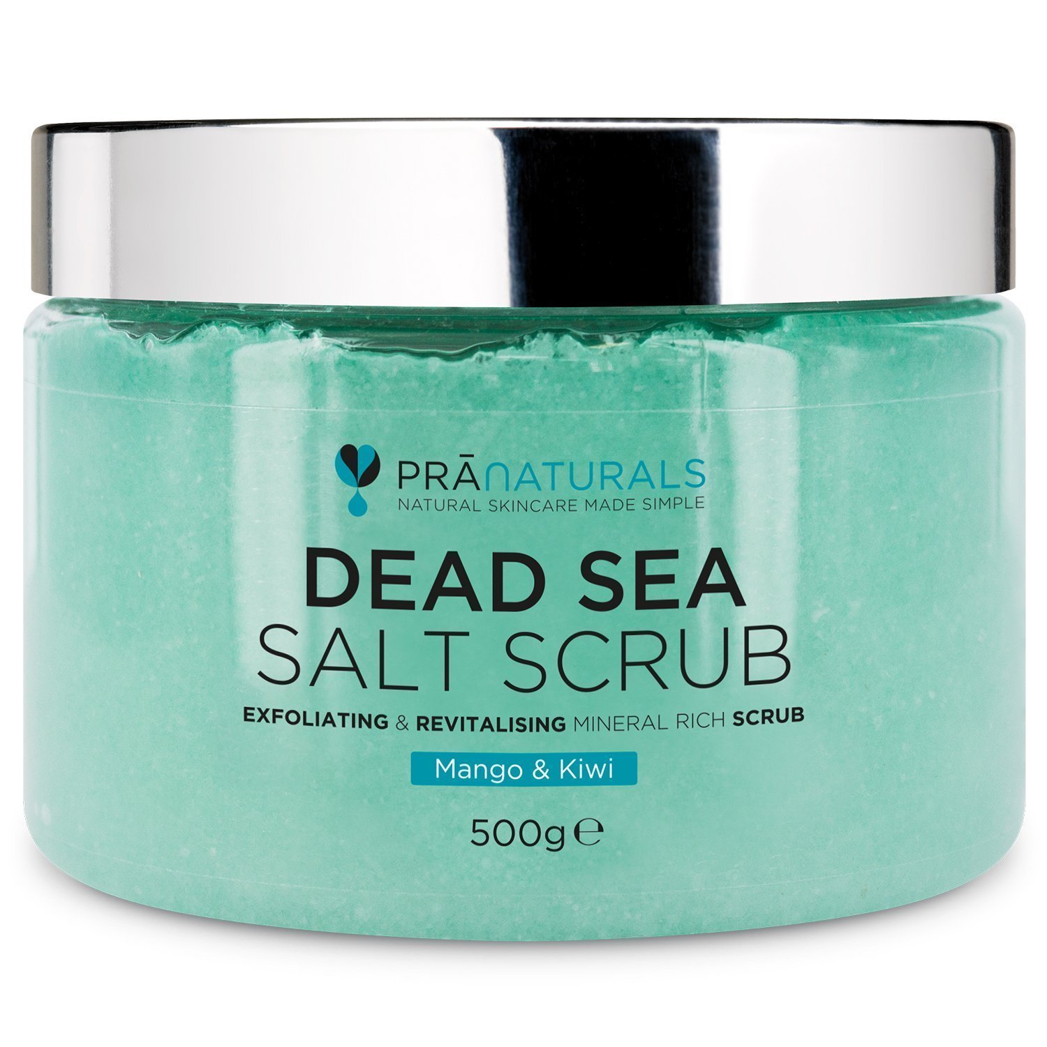 PraNaturalsDead Sea Salt Body Scrub 500G – Hydrating & Moisturising, Natural Oils & Minerals, Exfoliating, Softening & Nourishing, All Skin Types, No Parabens, Vegan & Cruelty Free (Mango & Kiwi)