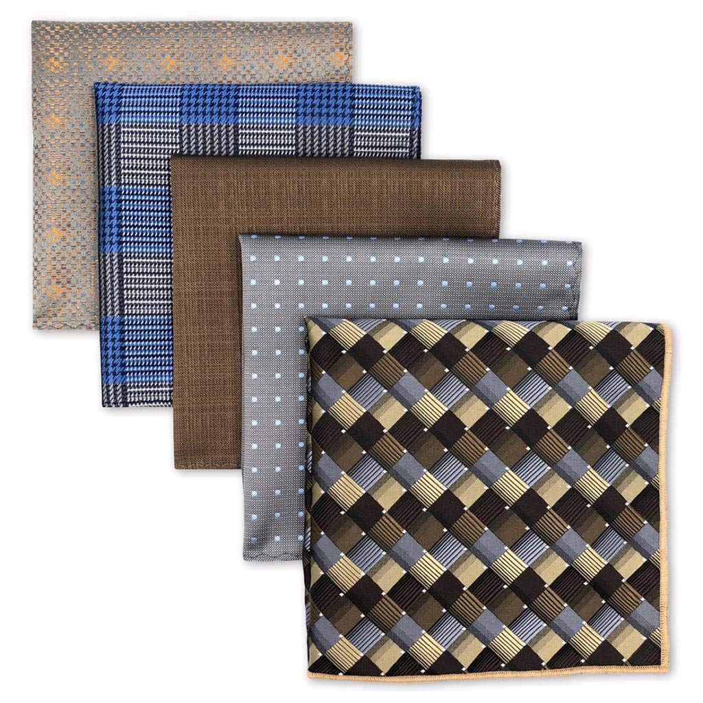 5 Pieces Mens Silk Pocket Square Handkerchiefs Set Fashion