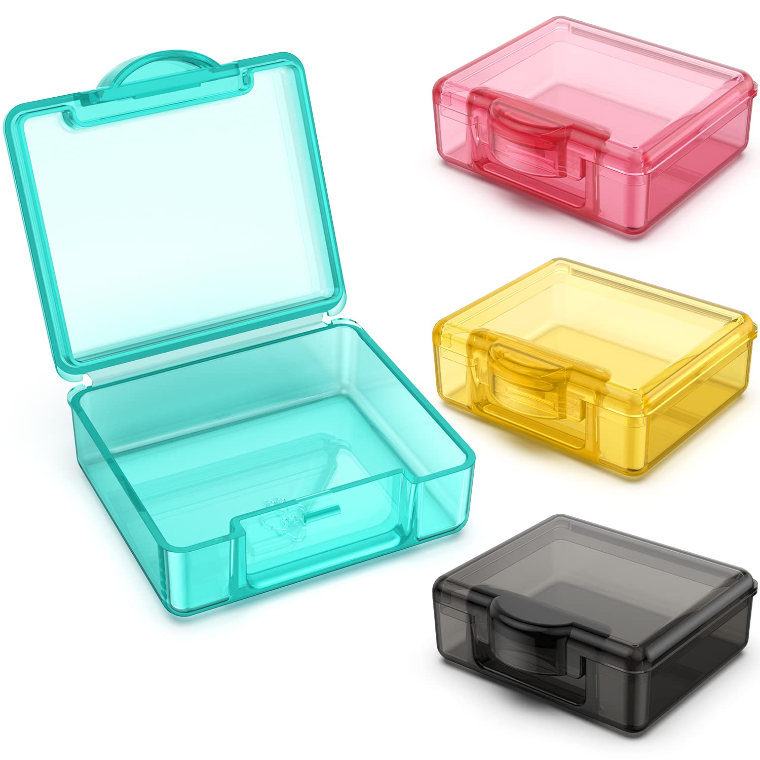 Small Pill Box 4 pcs,Cute Travel Pill Organizer Case Mini Tiny Clear Plastic Storage Containers Portable for Pocket Purse