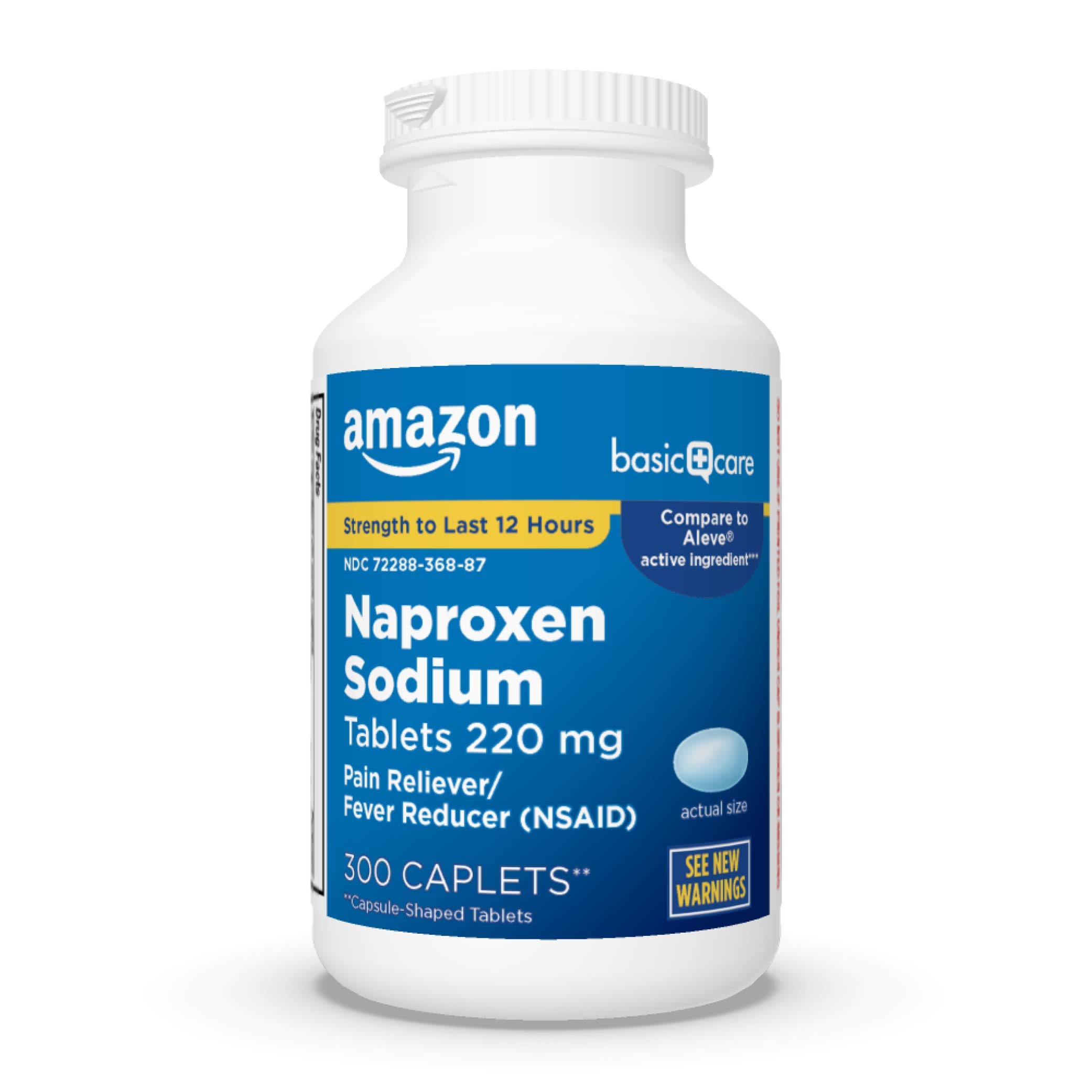 Amazon Basic CareNaproxen Sodium Tablets 220 mg, Pain Reliever/Fever Reducer (NSAID), Muscular Aches, Backache, Headache, Toothache, Minor Arthritis Pain Relief & More, 300 Count (Packaging may vary)