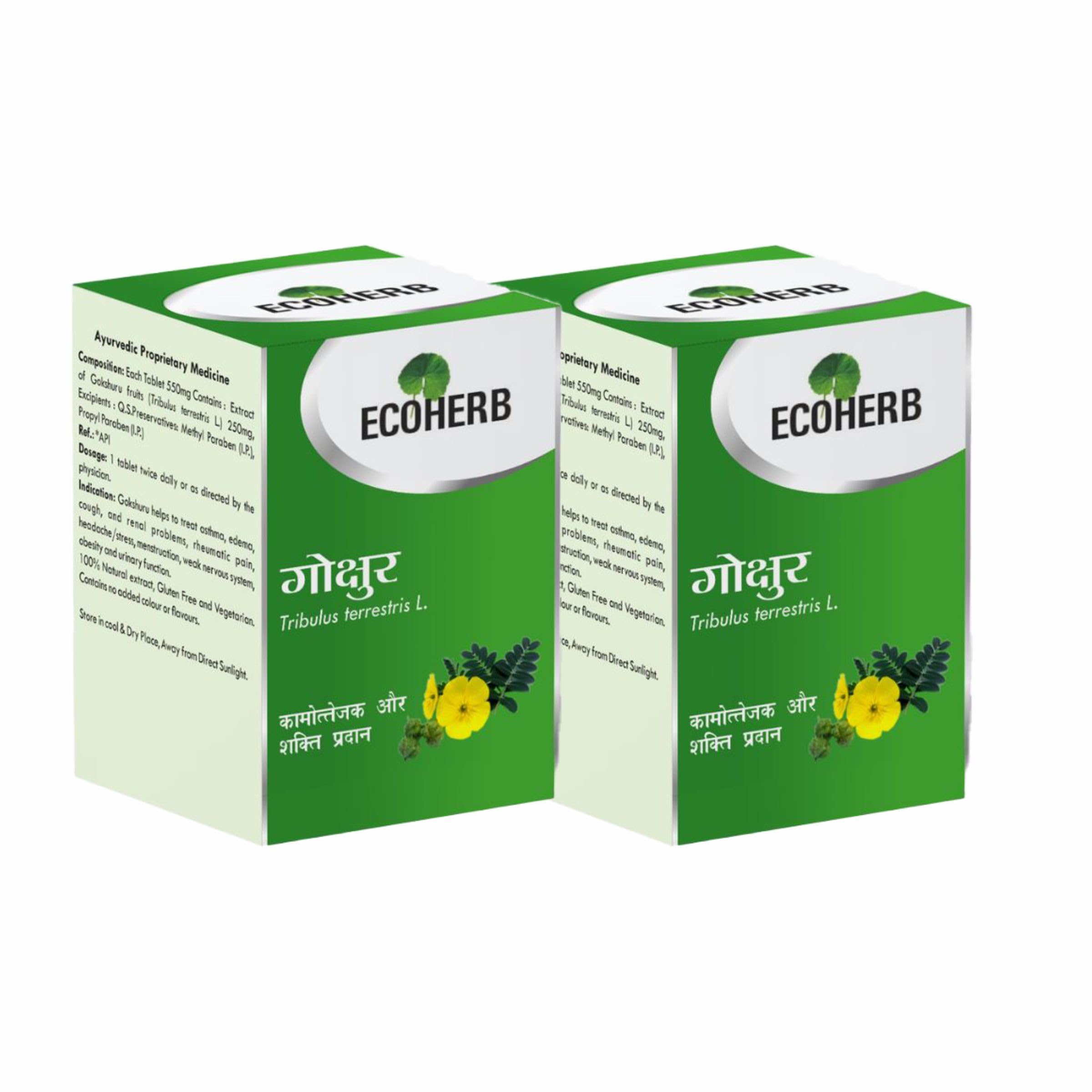 ECOHERB Gokshura Men's wellness tablets | 60+60 Tablets | Tribulus | Improves vigour