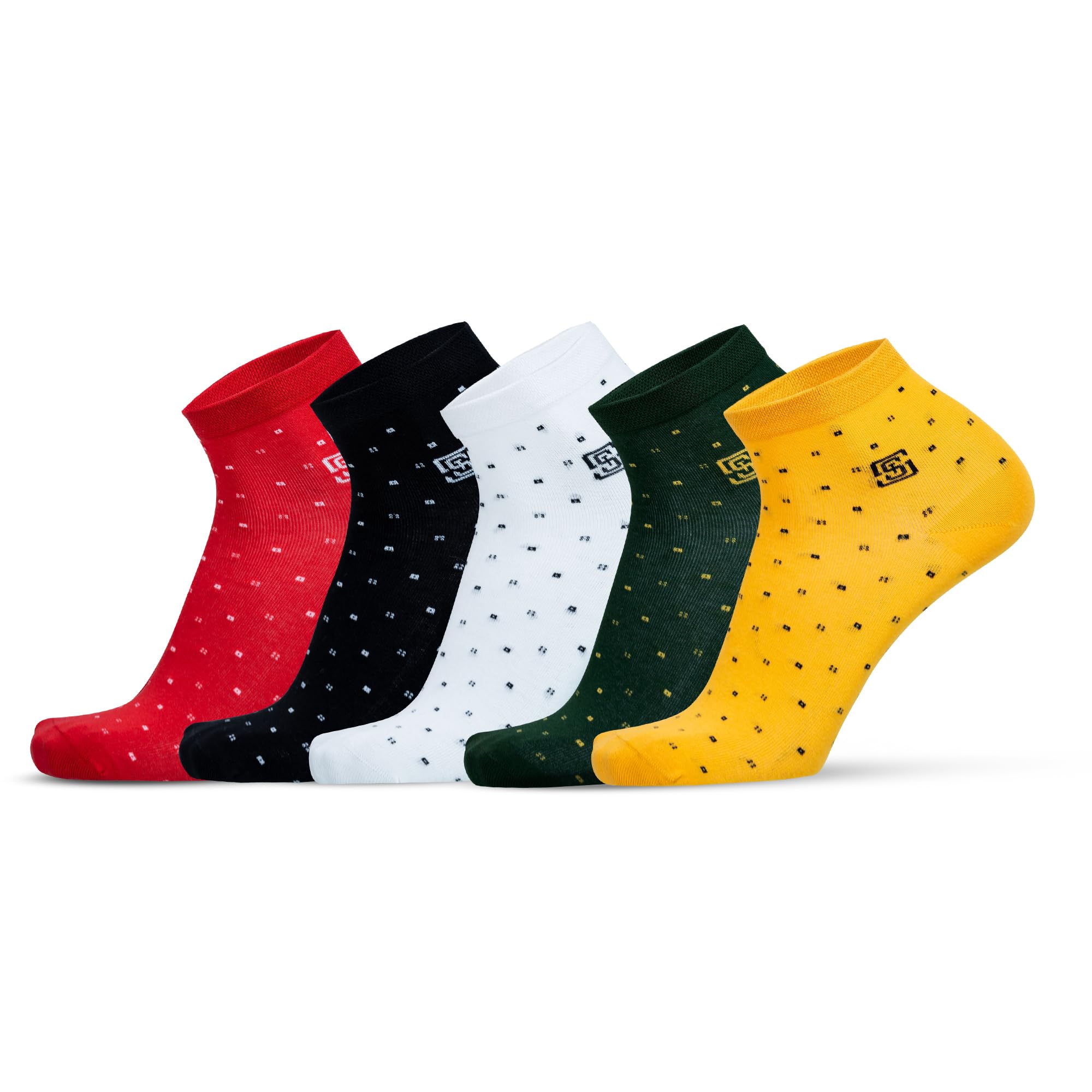 The Sock Street Ankle Socks for Men, Low Cut Men's Ankle Length Socks, Summer Athletic Dotted Socks, Free Size Dotty Socks Ideal for Casual Wear, Gym, Running, Office Polka Dot