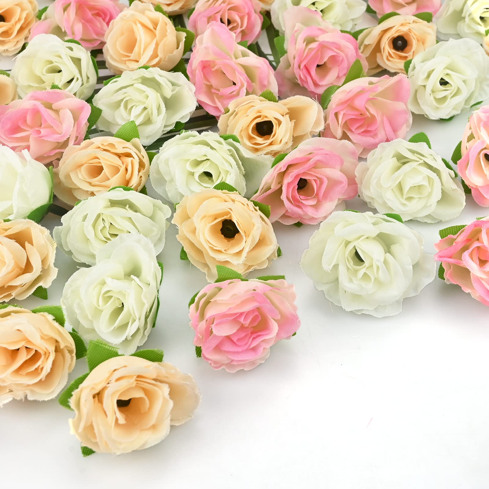 Yibang50Pcs Artificial Rose Flower Heads, Fake Mini Silk Flowers Head 4cm, DIY Flower Decorations for Home Wedding Party Wreath Hairpin Scrapbooking Craft Accessories, Mixed Color