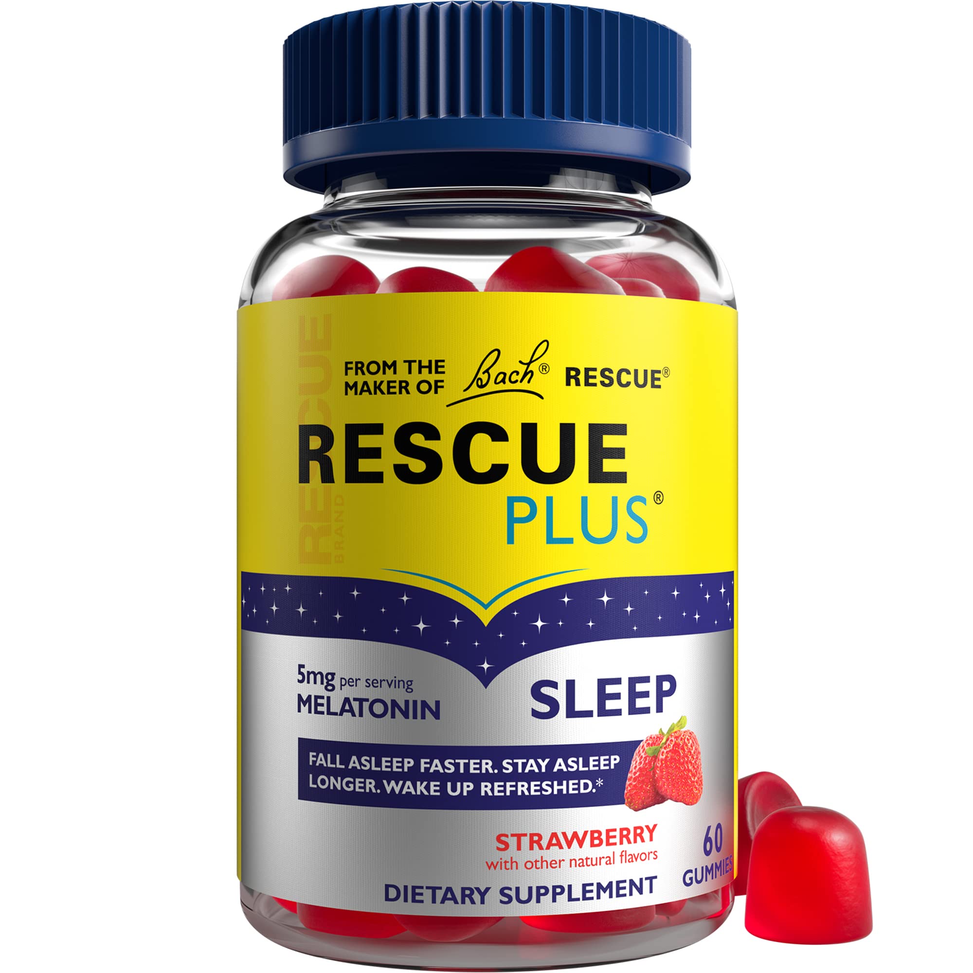 RESCUEPlus Sleep Gummies, Strawberry,60 Count