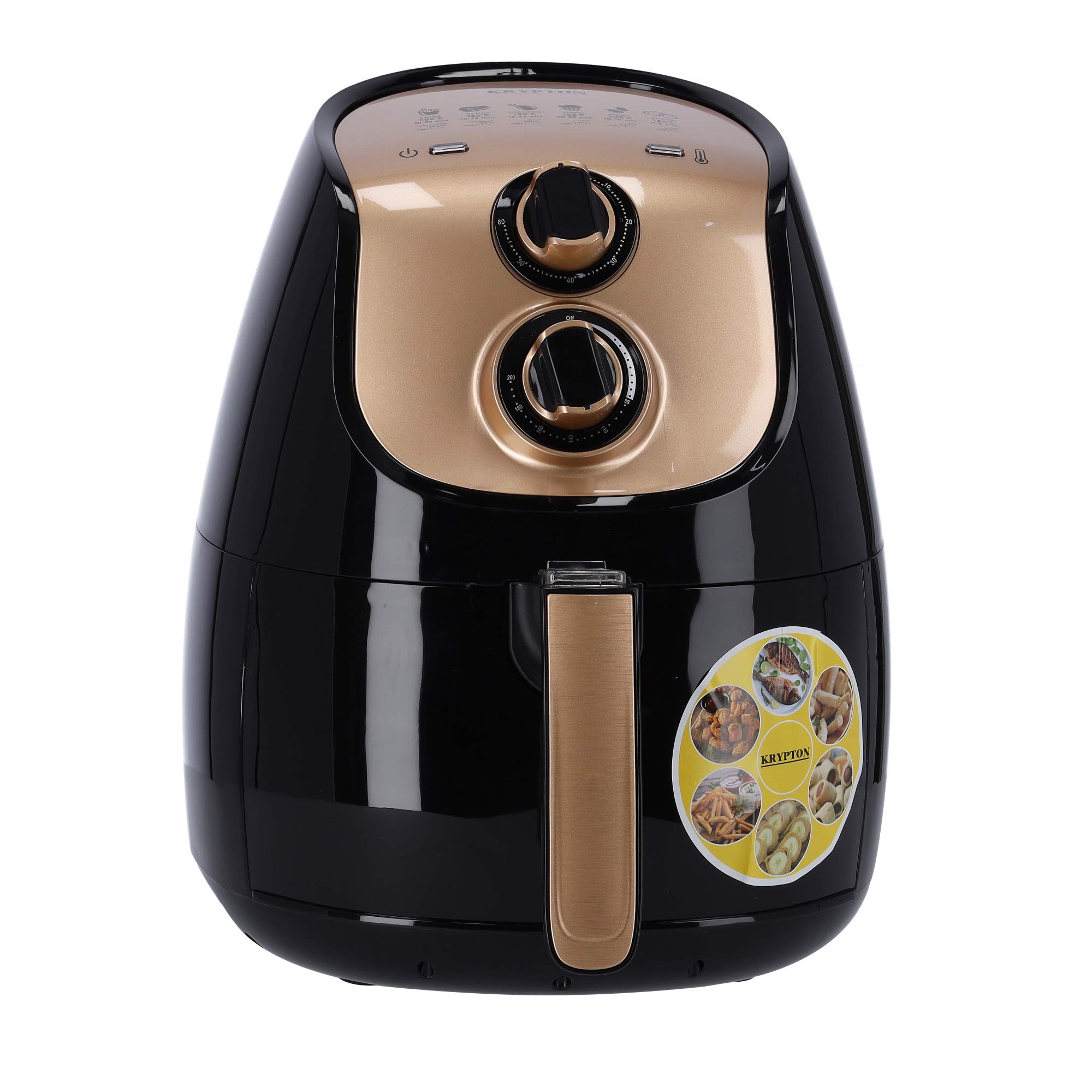 Krypton 3.5L Air Fryer with Rapid Air Circulation System - 80-200 C Adjustable Temperature Control for Healthy Oil Free or Low Fat Cooking - 60 Minute Manual Timer, Overheat Protection