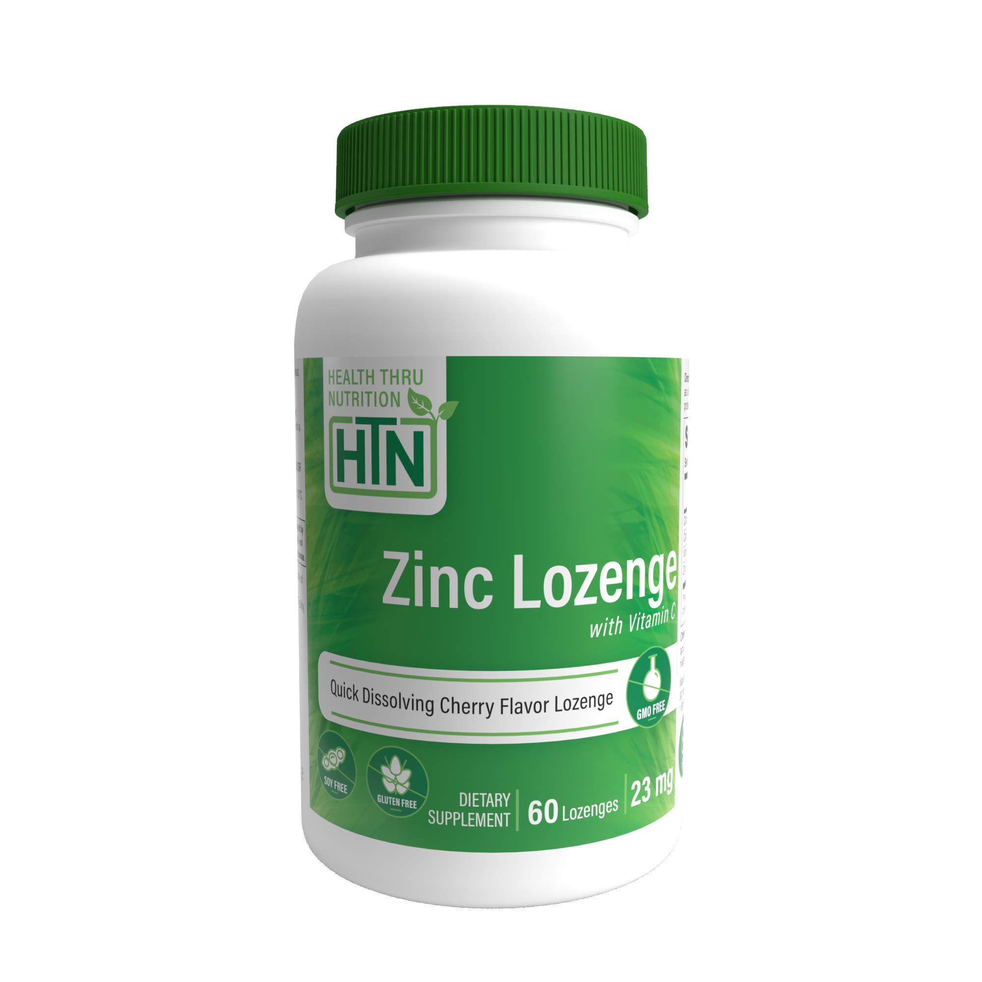 Zinc Lozenge 23mg with Vitamin C (60 Quick Dissolving Cherry Flavor Lozenges) Non-GMO & Soy Free