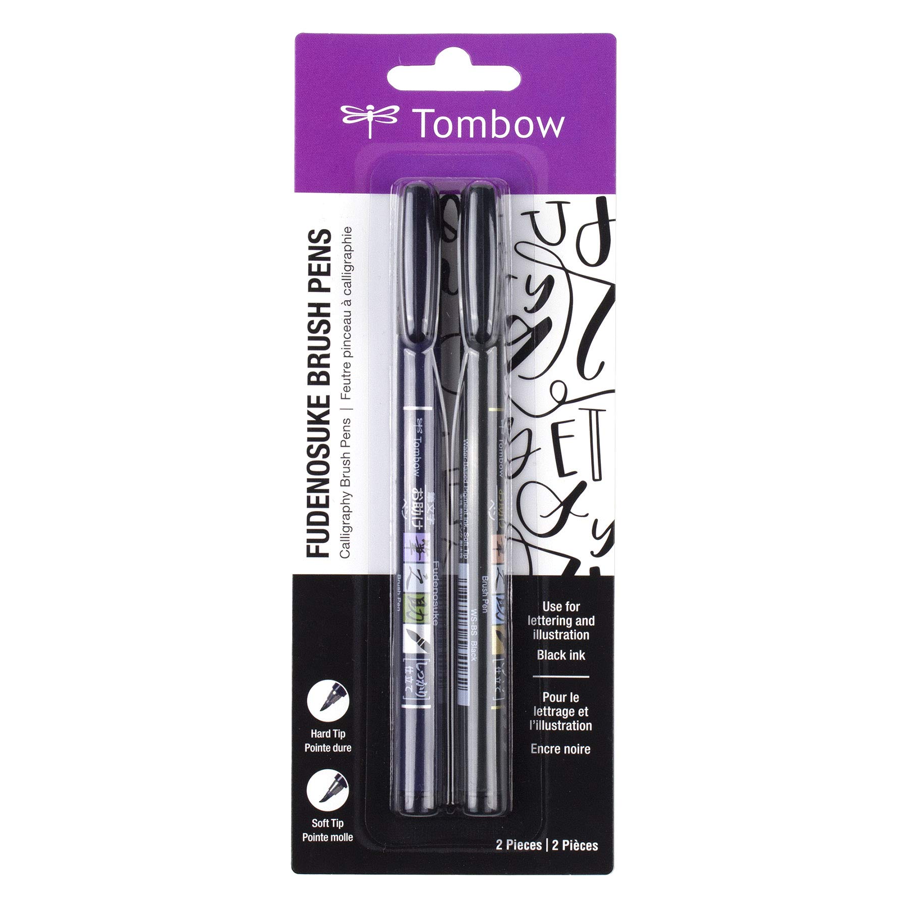 Tombow 62038,2 Count (Pack of 1),Fudenosuke Brush Pen,Black