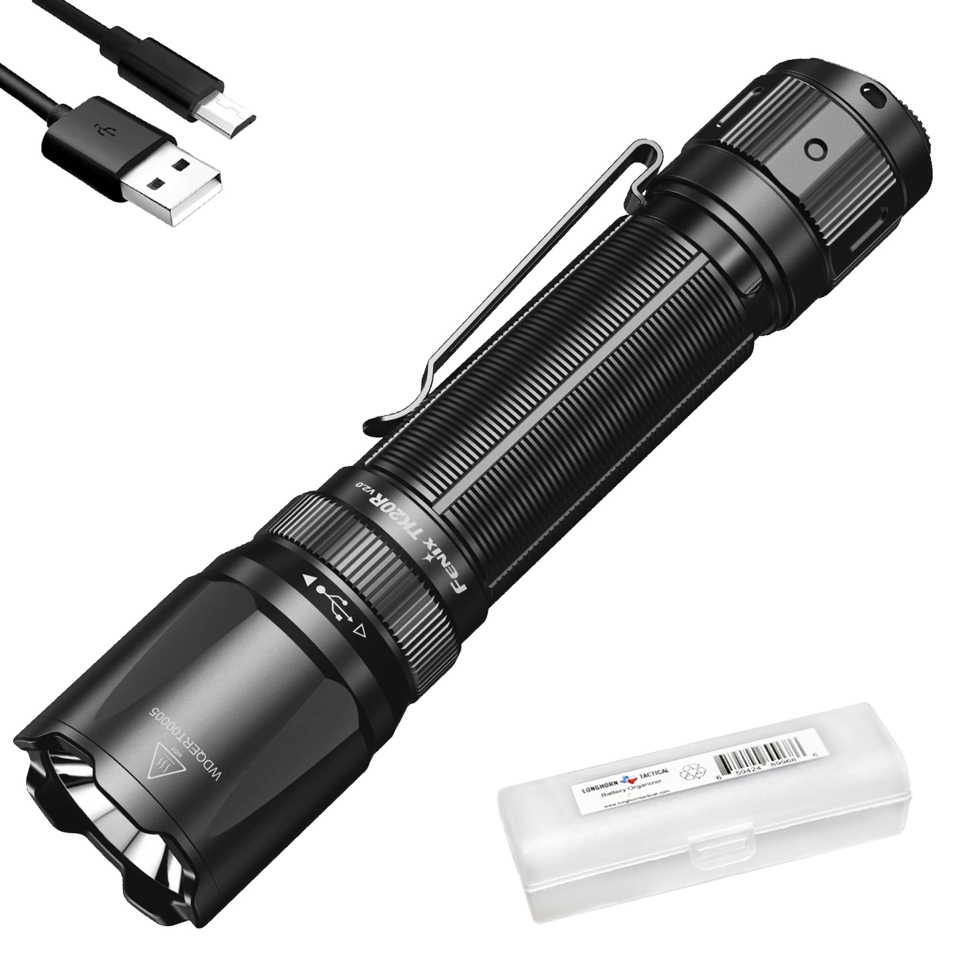 FenixTK20R v2.0 Rechargeable Tactical Flashlight, 3000 Lumen Long Throw USB-C Tac Light, with LumenTac Organizer