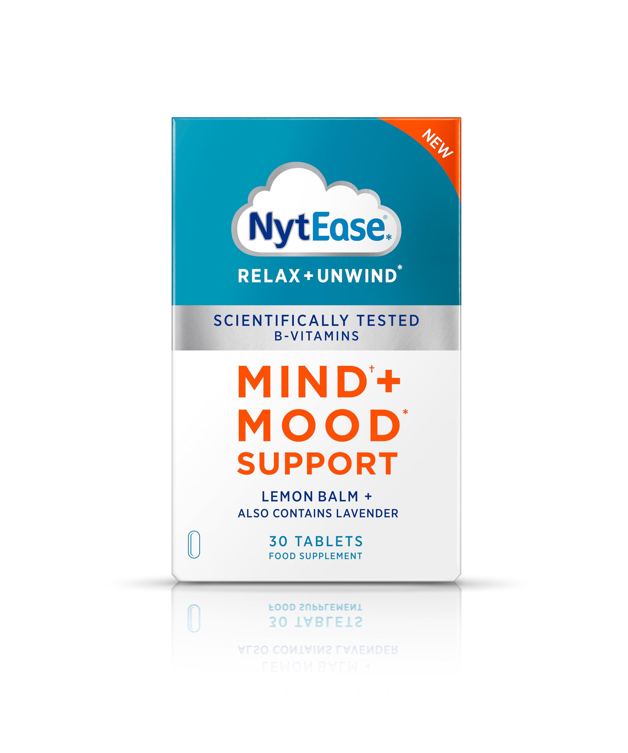 NytEase Relax and Unwind Tablets - Mind and Mood Support Formulated with Pantothenic Acid, Vitamin B1, B2, B6 and B12, Lavender Extract and Oil, and Lemon Balm Extract