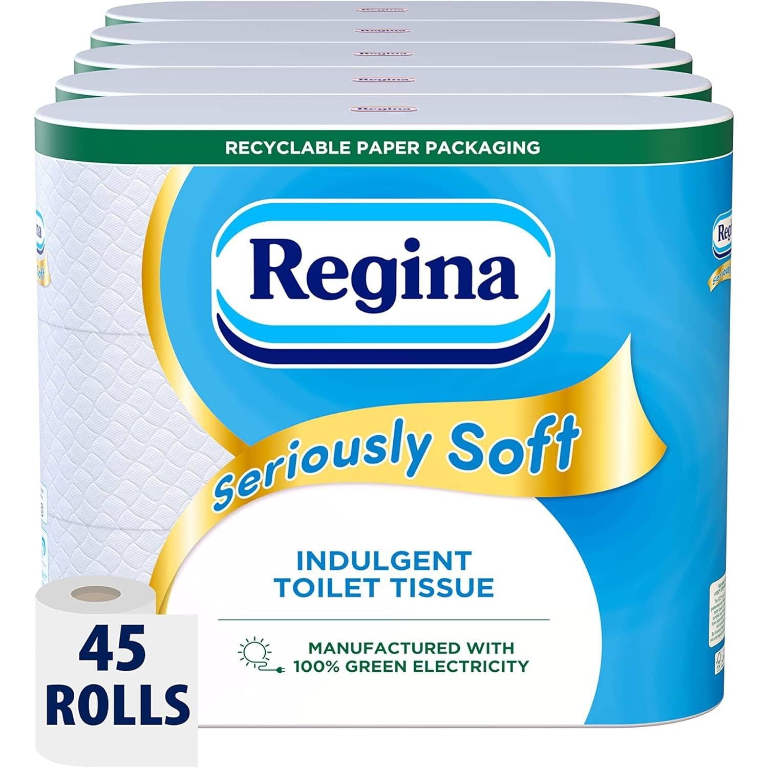 ReginaSeriously Soft Toilet Tissue, 45 Rolls, Biodegradable Packaging