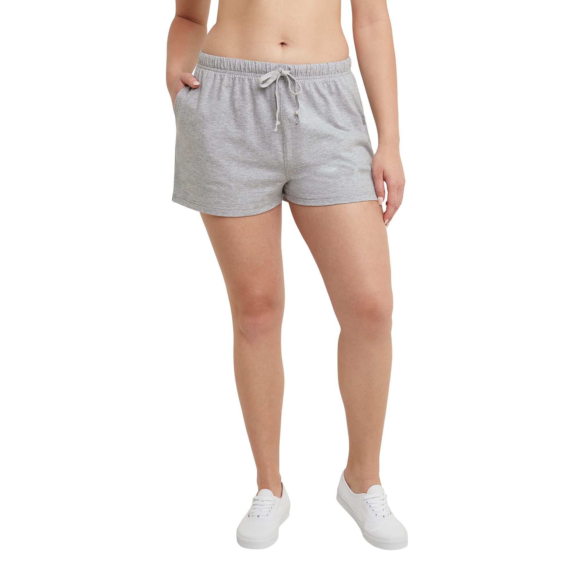 HanesOriginals Shorts, Cotton Jersey Shorts, Adjustable Shorts for Women, 2.5" Light Steel