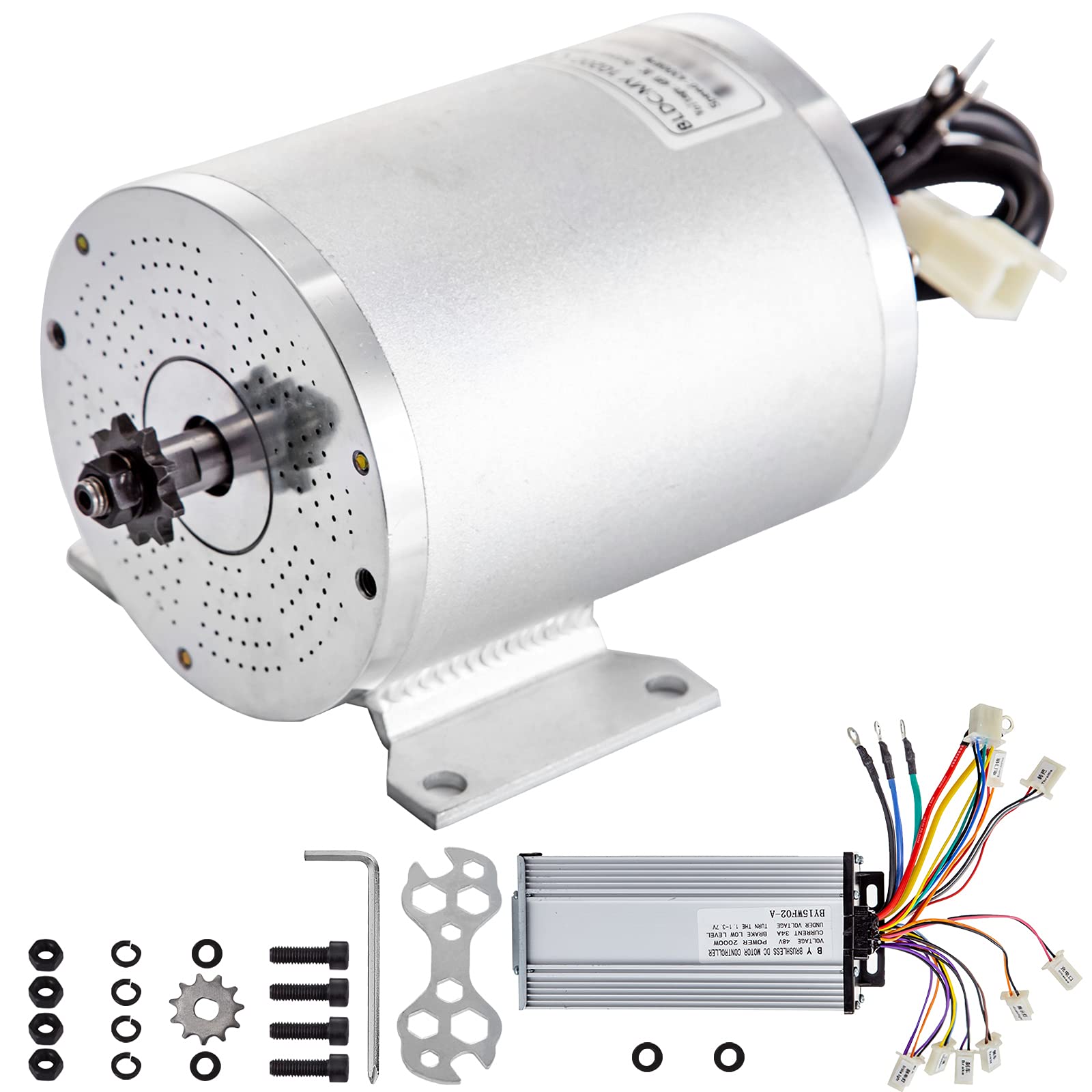 BestEquip Brushless Motor Kit,2000W 48V 42A 4300RPM High Speed Electric Scooter Motor,with Mounting Bracket,Speed Controller Bicycle Motorcycle Mid Drive Motor