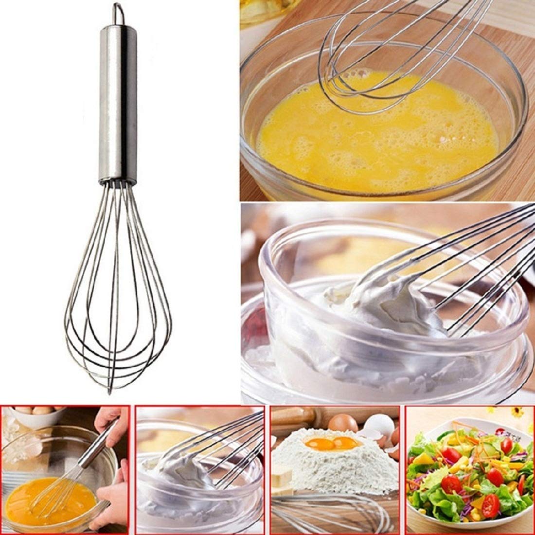 HOME REPUBLICStainless Steel Hand Whisk Mixer Balloon Egg Milk Beater Kitchen Cooking Tool Stainless Steel Balloon Wire Whisk Egg Beater Mixer Baking Utensil