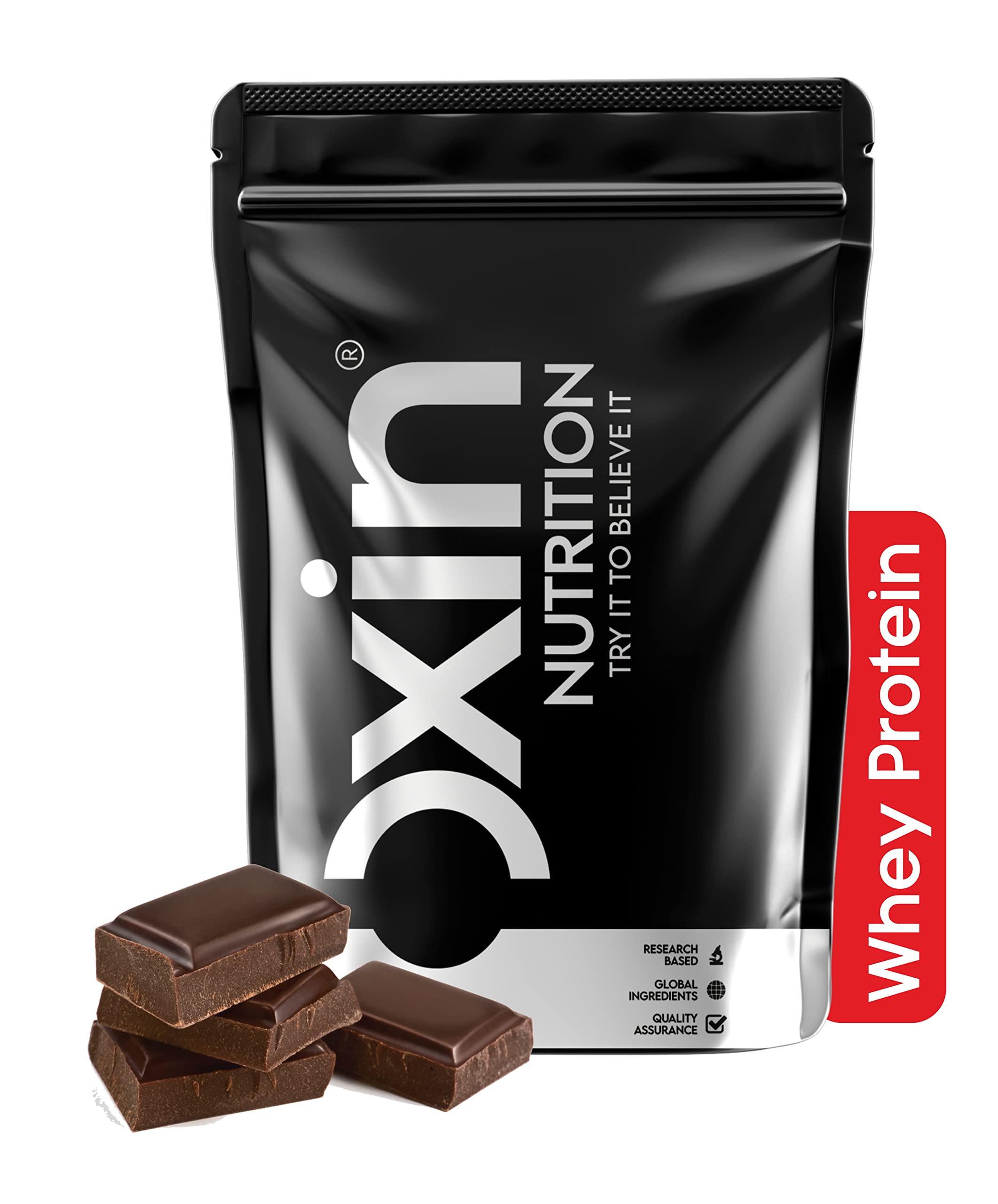 Oxin Nutrition WPC Whey Protein Concentrate - Whey from EU [Chocolate 1KG] 24gm Protein, 5gm BCAAs & 4gm Glutamine | Fast Absorbing Whey Protein