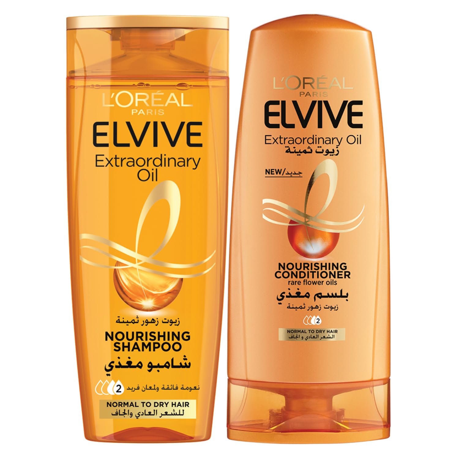 L’Oréal Paris Elvive Extraordinary Oil Shampoo 400ml + Conditioner 360 ml - for Normal to Dry Hair