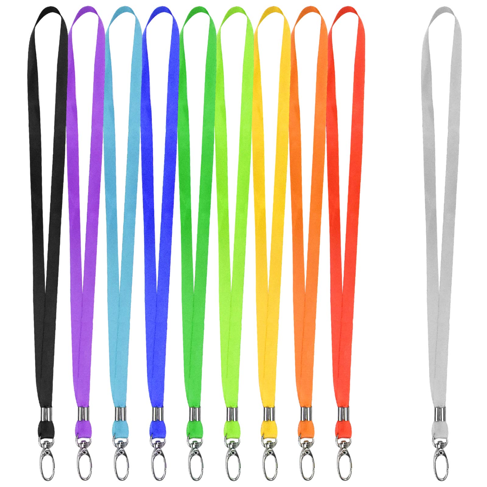 10Pcs Nylon Neck Strap with Metal Clip, Office Lanyards for Neck, Durable Badge Lanyard for Staff, Bulk Neck Strap Lanyards for Camera USB Key Chains Name Tag ID Card Badge Holder (Multicolour)