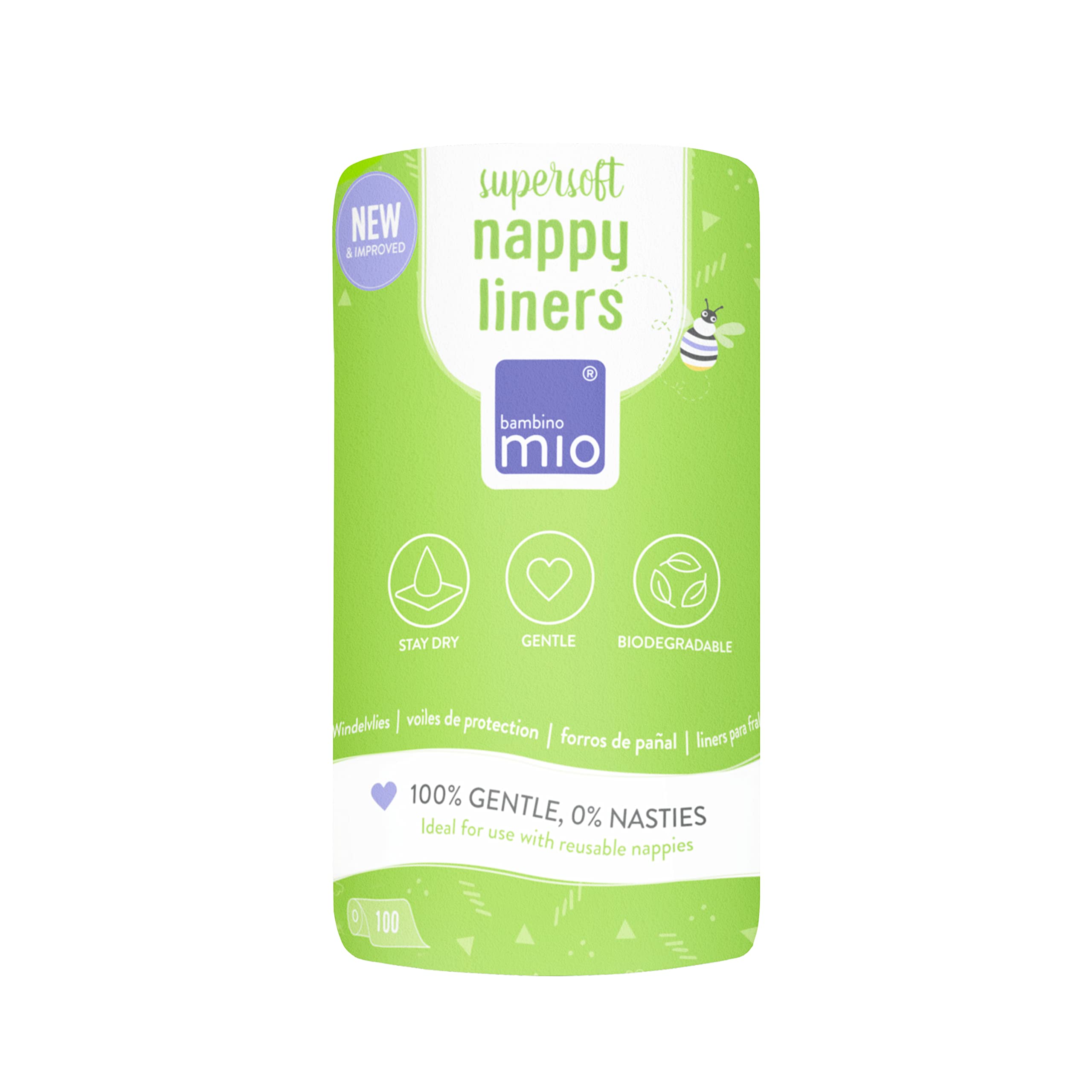 Bambino MioSupersoft Nappy Liners, Biodegradable, 100 Liners