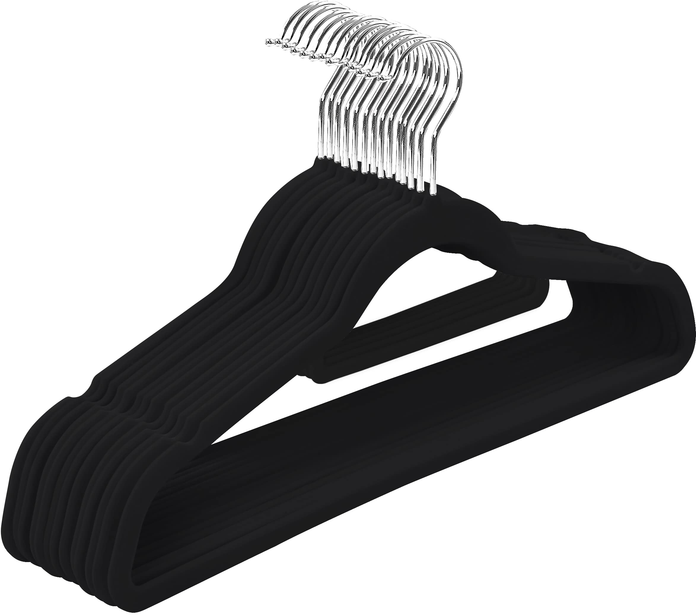 Utopia Home 20 Velvet Coat Hangers - Heavy Duty Velvet Clothes Hangers with a Tie Bar - Premium Non-Slip Hangers for Clothes - 360 Degree Swivel Hook - Sturdy to hold Jacket or Trouser (Black)