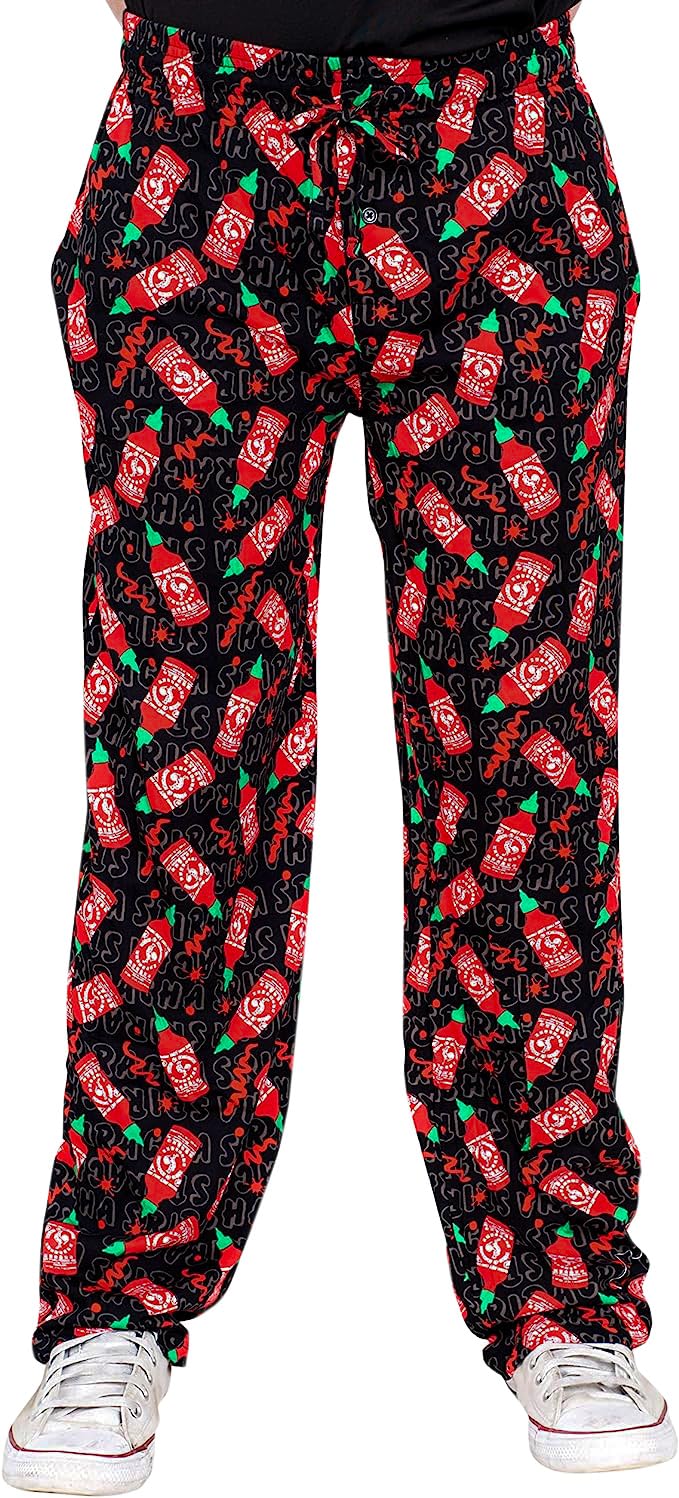 Mad EngineSriracha Bottle Splatter Lounge Pants for Mens and Womens Sleepwear