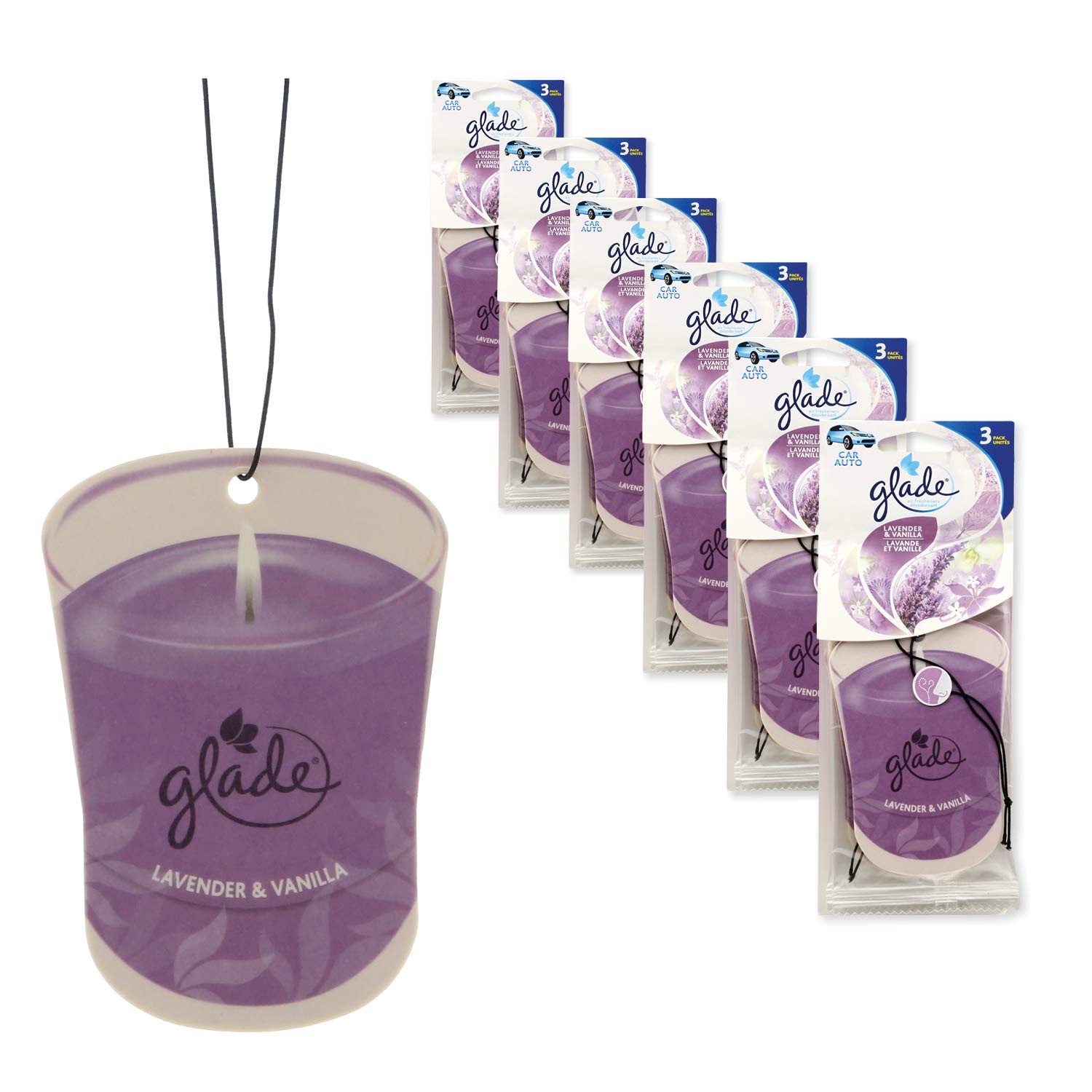 Glade 800002131 Automotive Hanging Paper Air Freshener: Lavender & Vanilla; 18 Count