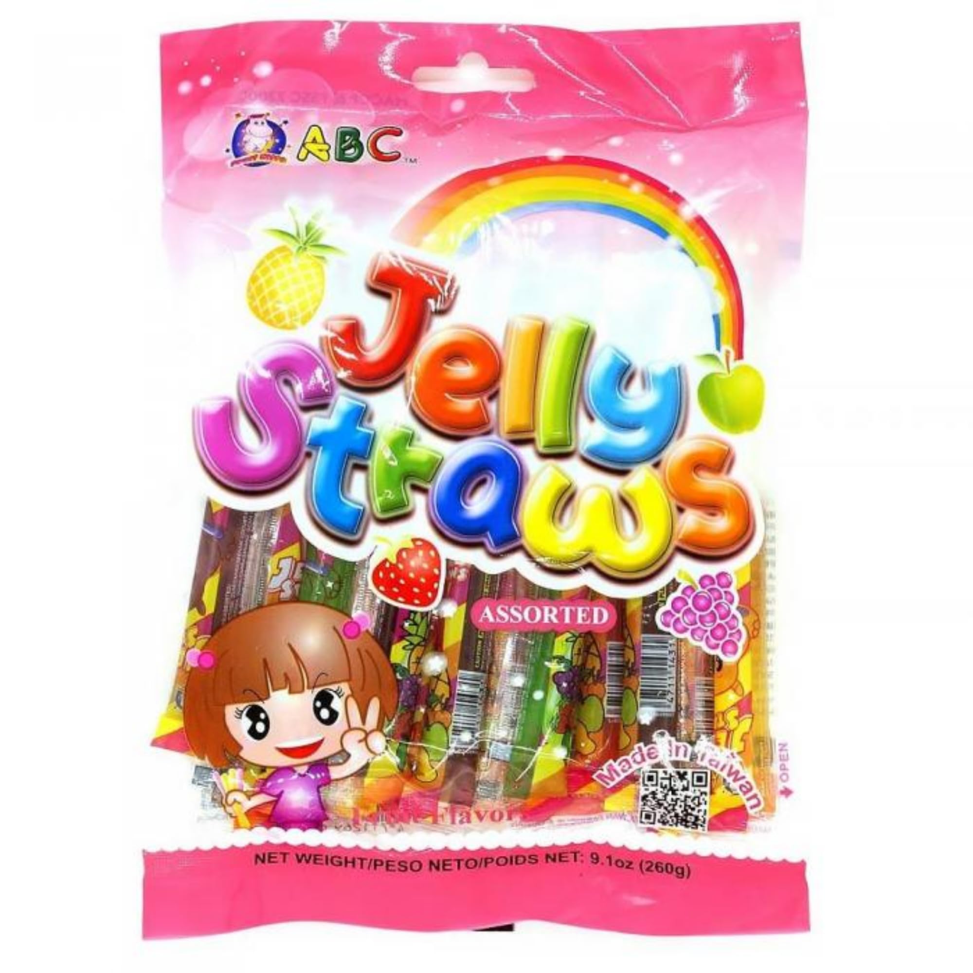 Vmart Funny Hippo ABC Jelly Straws Sweets Assorted Fruit Flavoured 260g