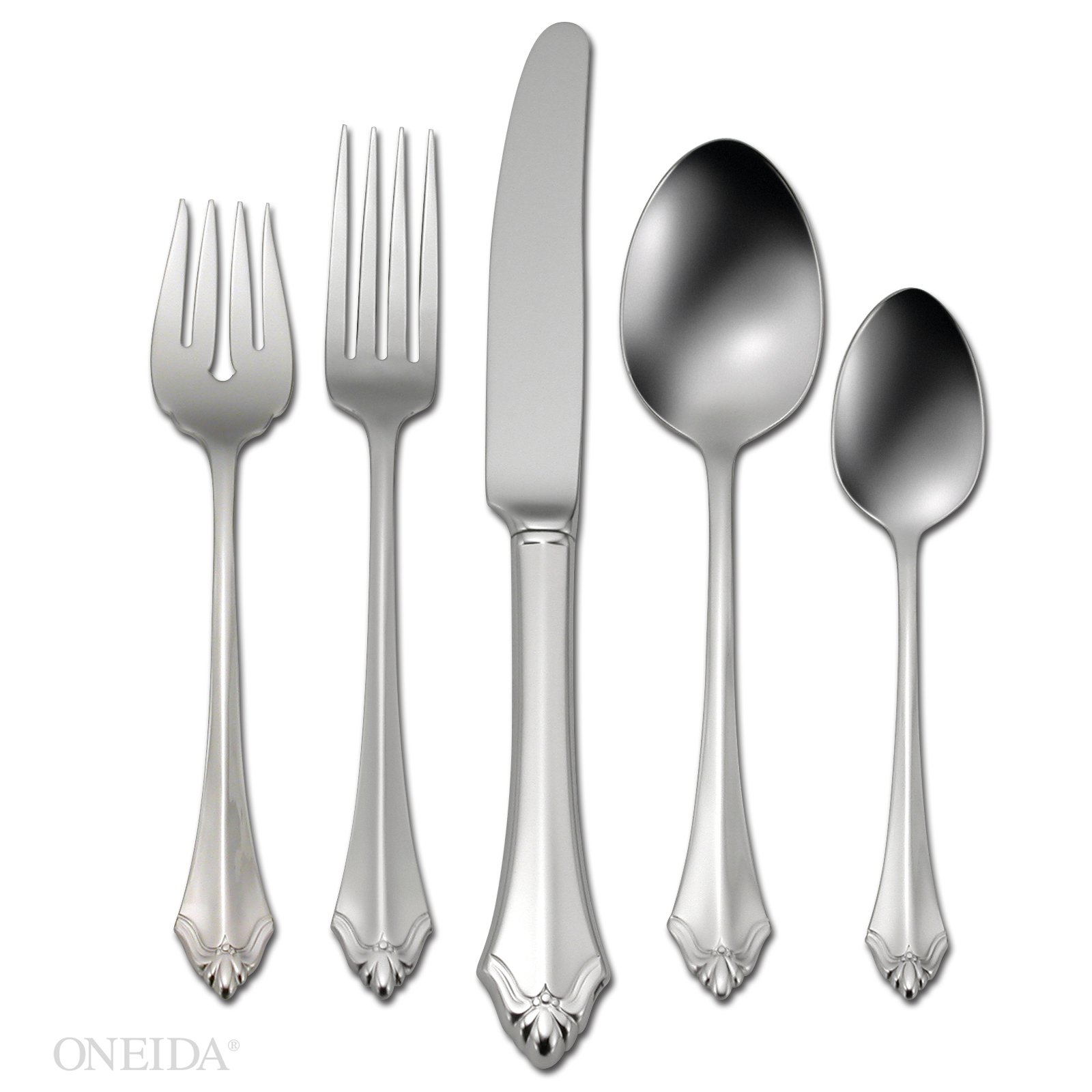 Oneida Kenwood 5 Piece Fine Flatware Set 18/10 Stainless Steel, Silver