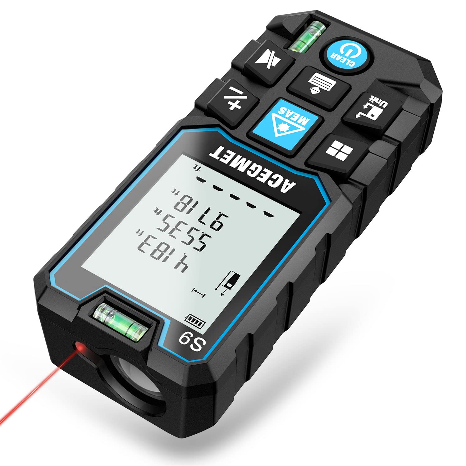 ACEGMET Laser Measure, Laser Measurement Tool (229Ft Ft/in/M) Backlit LCD with Mute Function Laser Distance Measure, Pythagorean Mode, Measure Distance, Area and Volume Laser Tape Measure