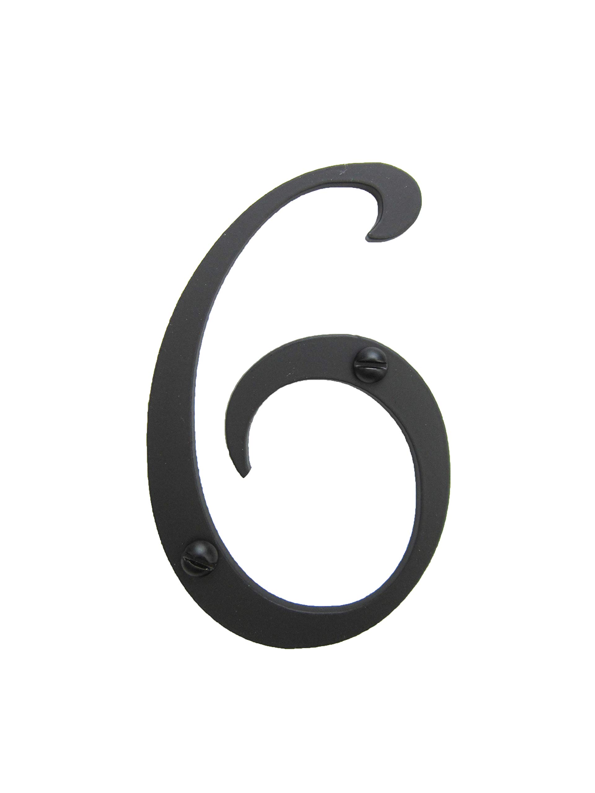 Classic Smooth Spanish Style Address Number 6 (Black)