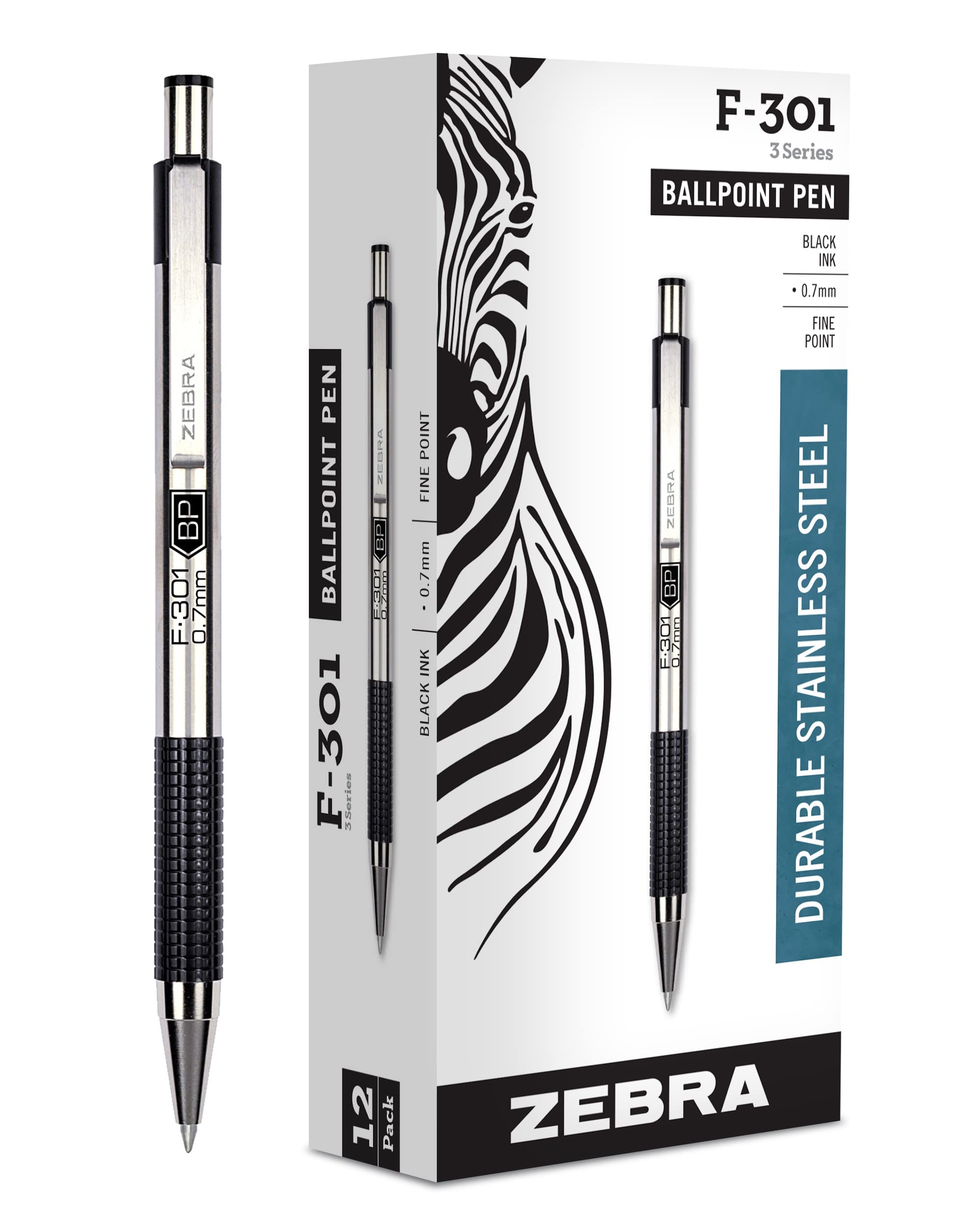 Zebra F-301 Ballpoint Stainless Steel (Black)