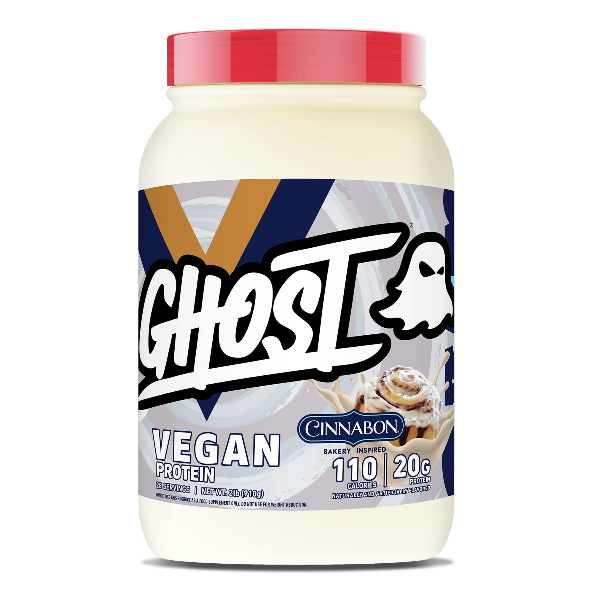 GHOST Vegan Protein Powder, Cinnabon - 2lb, 20g of Protein - Plant-Based Pea & Organic Pumpkin Protein - Post Workout & Nutrition Shakes, Smoothies, & Baking - Soy & Gluten-Free