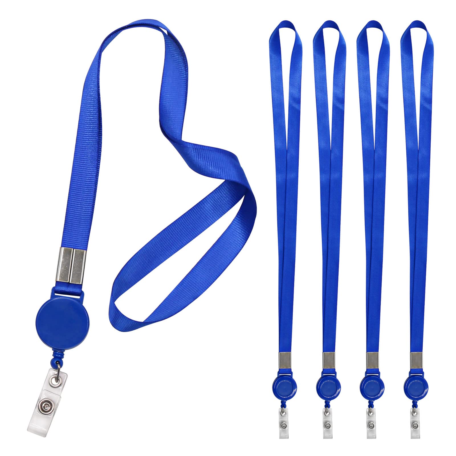 Fushing 5 Pcs Retractable Reels Key Chains Lanyards Neck Strap Band for ID Badge Holder for Business School Event