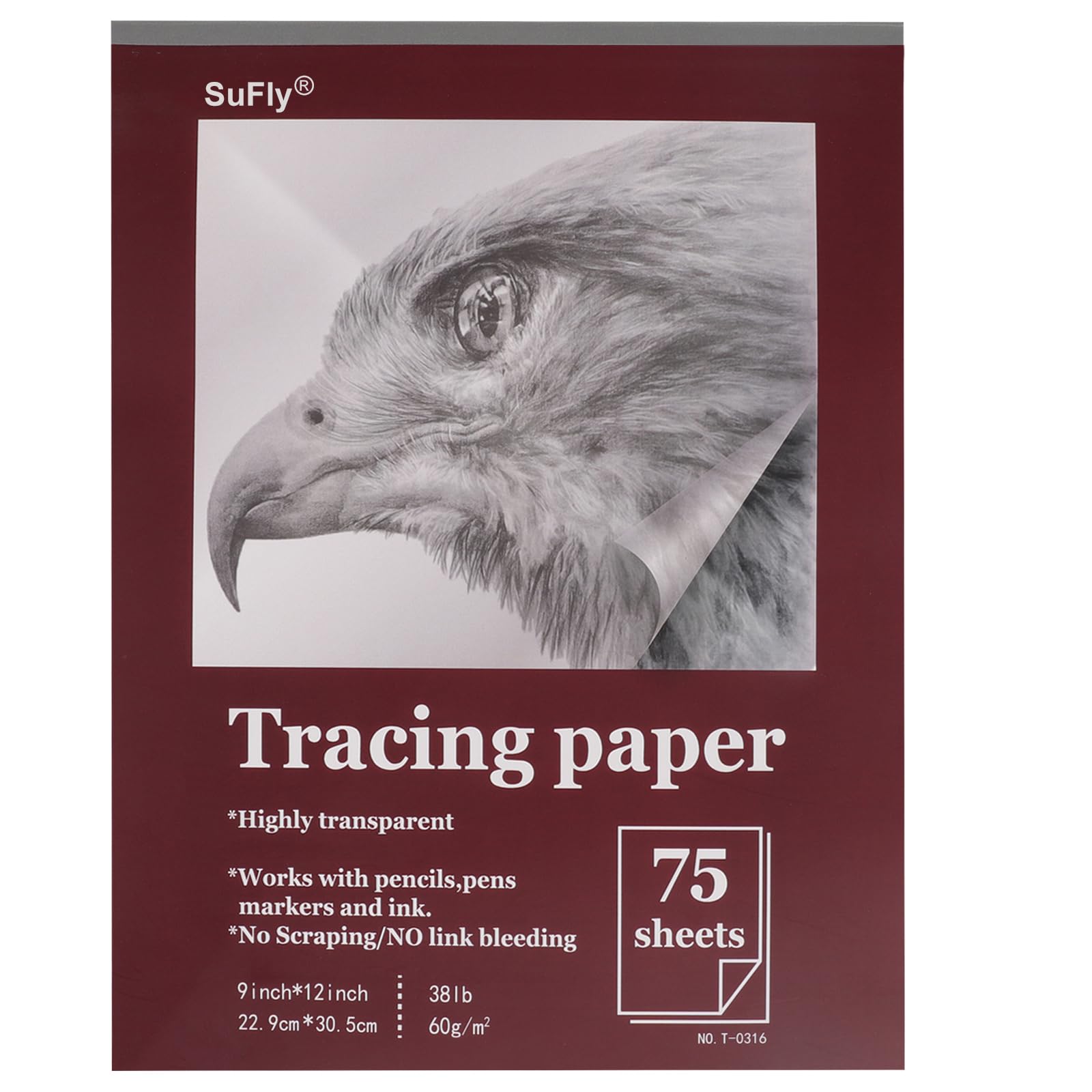 Tracing Paper for Drawing, 9 X 12'' Tracing Paper Pad, 75 Sheets Transparent Vellum Paper for Tracing Pads, 38lb/60gsm Translucent Tracing Paper for Pencil, Trace Images, Sketch, Preliminary Drawing.