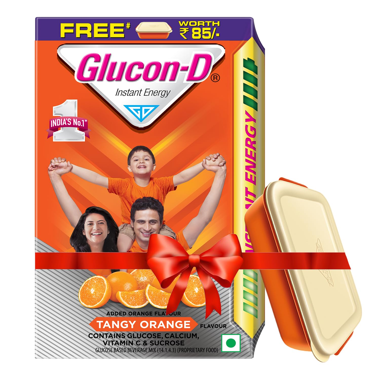 Glucon-D Tangy Orange Glucose Powder(450G + 50G Free, Refill)For Tasty & Healthy Orange Flavoured Glucose Drink| Provides Instant Energy| Vitamin C Supports Immunity| Contains Calcium For Bone Health