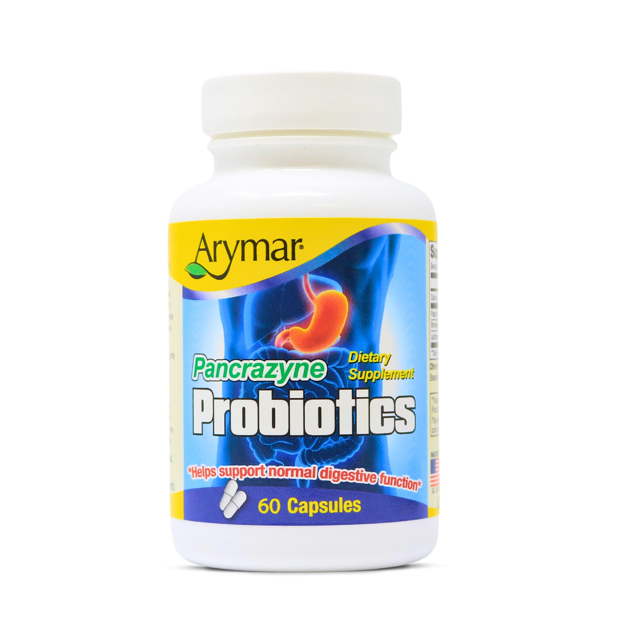 Arymar Pancrazyne Probiotics - 60 Capsules - Dietary Supplement for Digestive Health