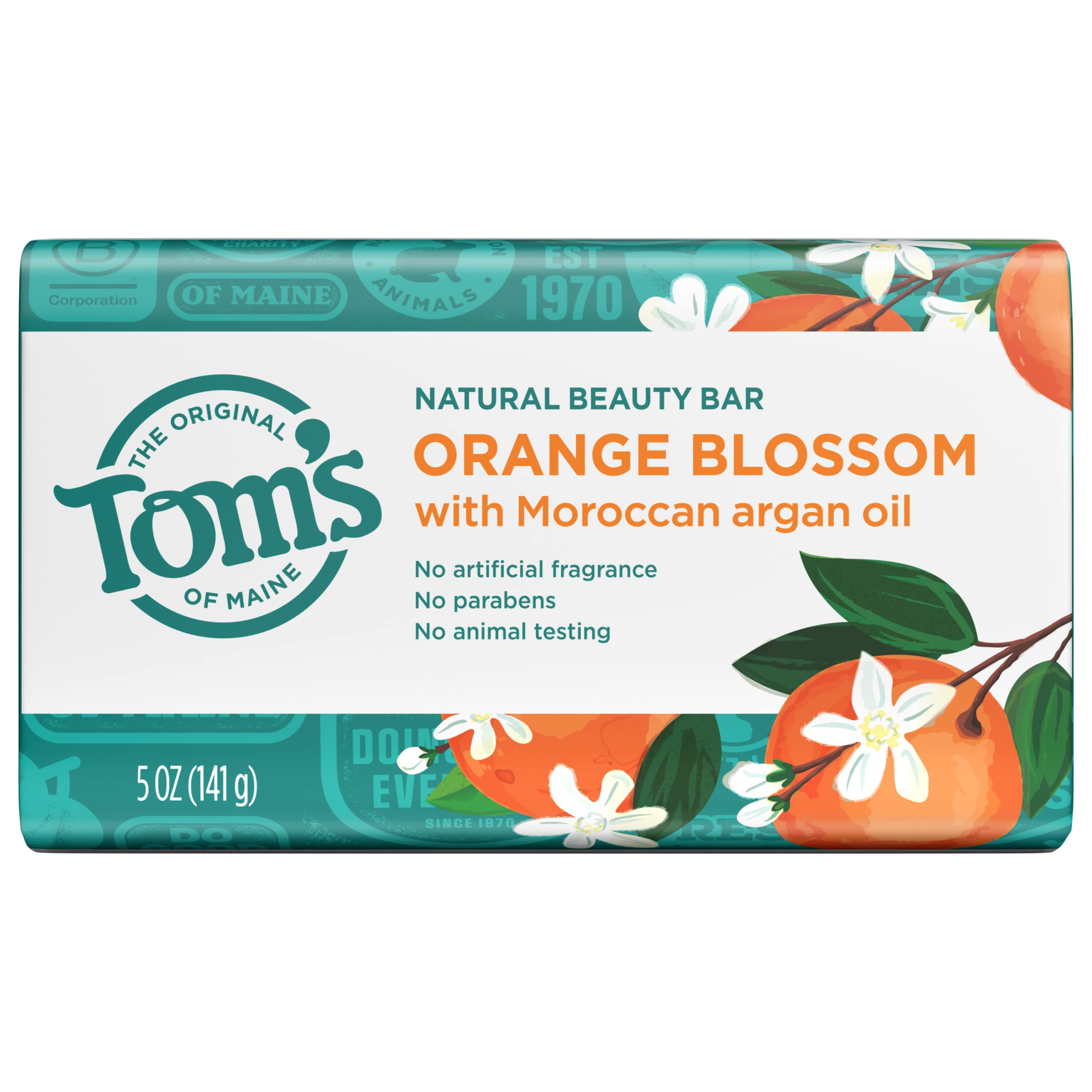 Tom's of Maine Natural Beauty Bar Soap, Orange Blossom With Moroccan Argan Oil, 5 oz.