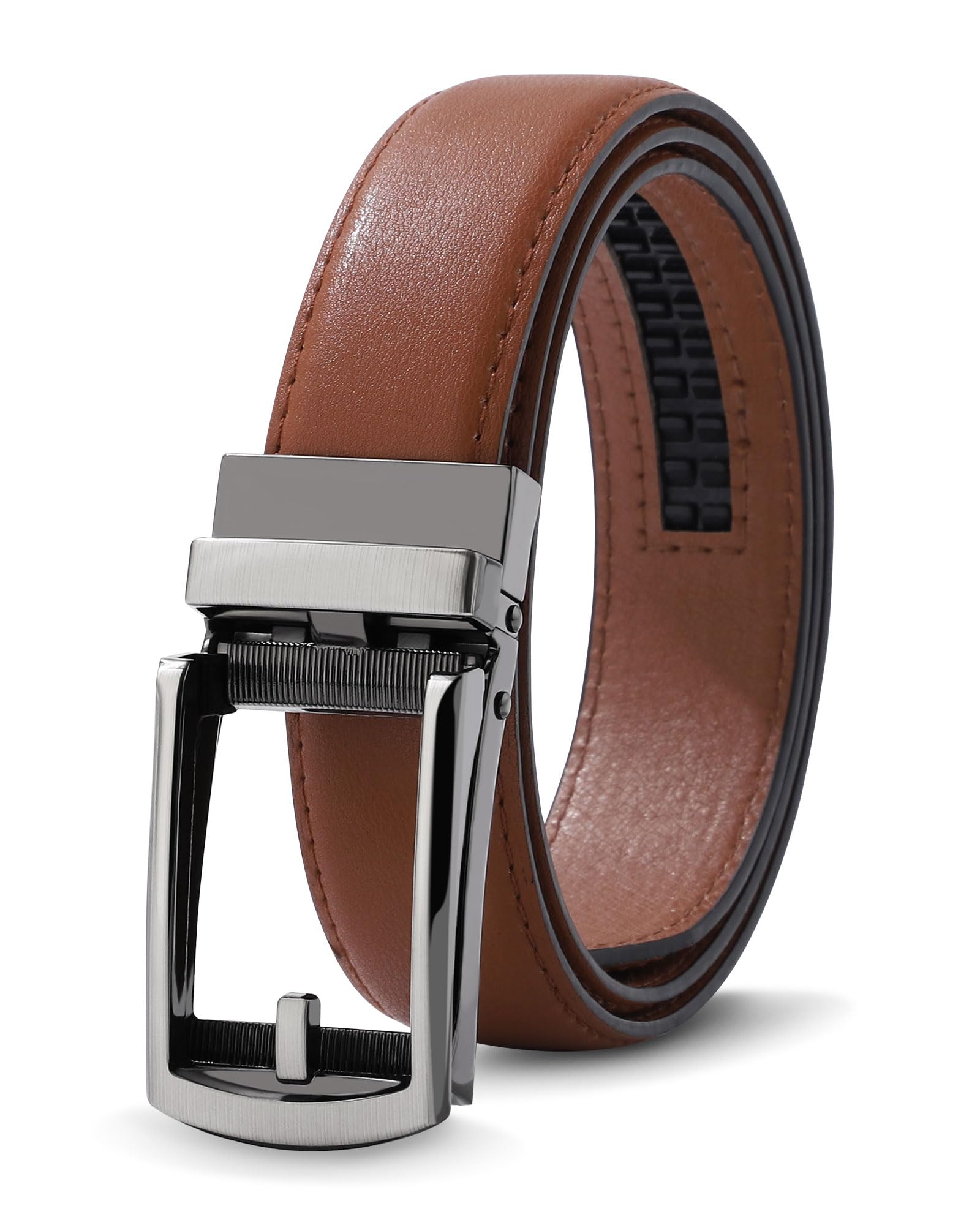 AWAYTR Boys Ratchet Belt for Kids - Black and Brown Leather Belts for Dress Pants Uniform Jeans