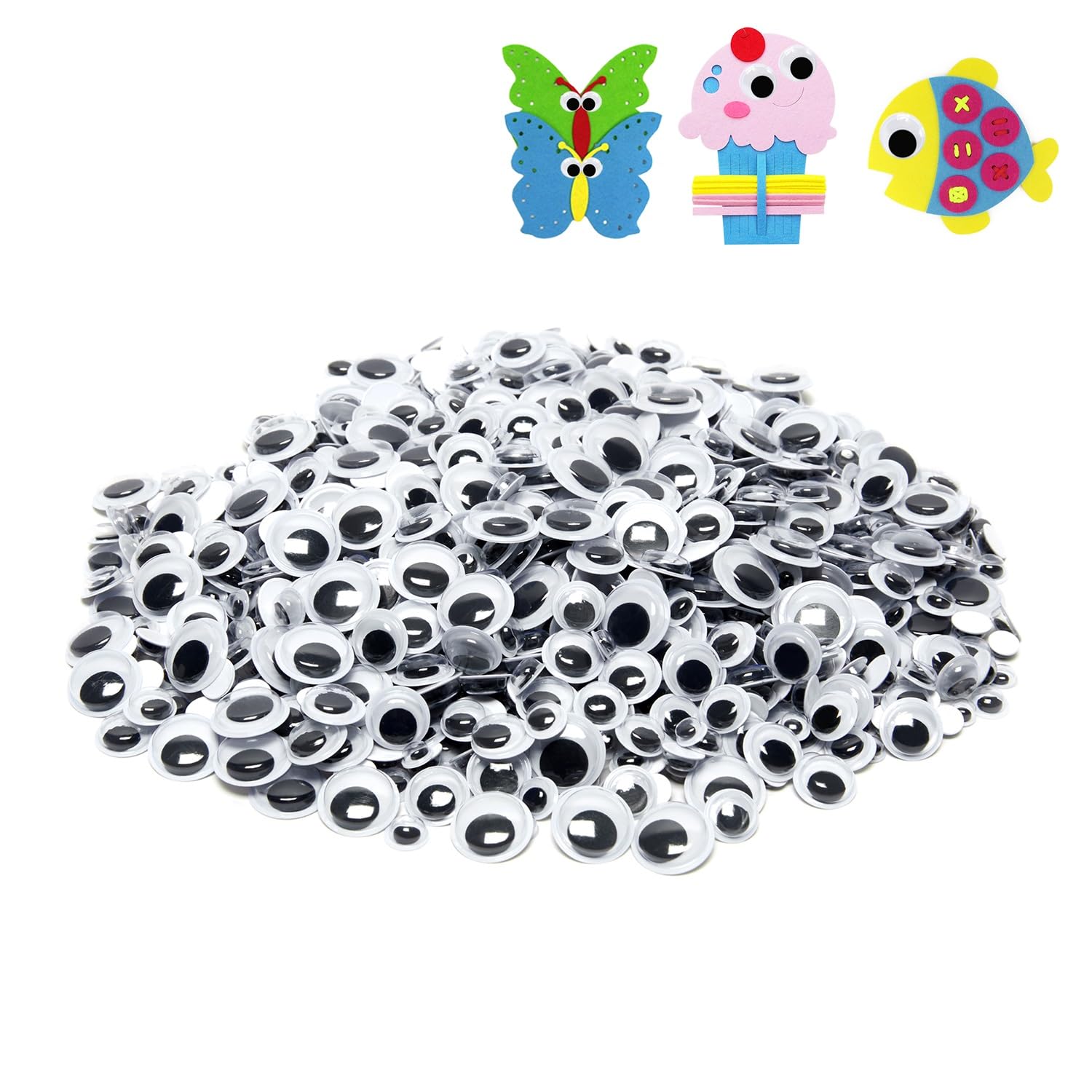 ZZYI 1100pcs Googly Eyes Self Adhesive, for Craft Sticker Wiggle Eyes Multi Sizes 6mm 7mm 8mm 10mm 12mm 15mm for DIY