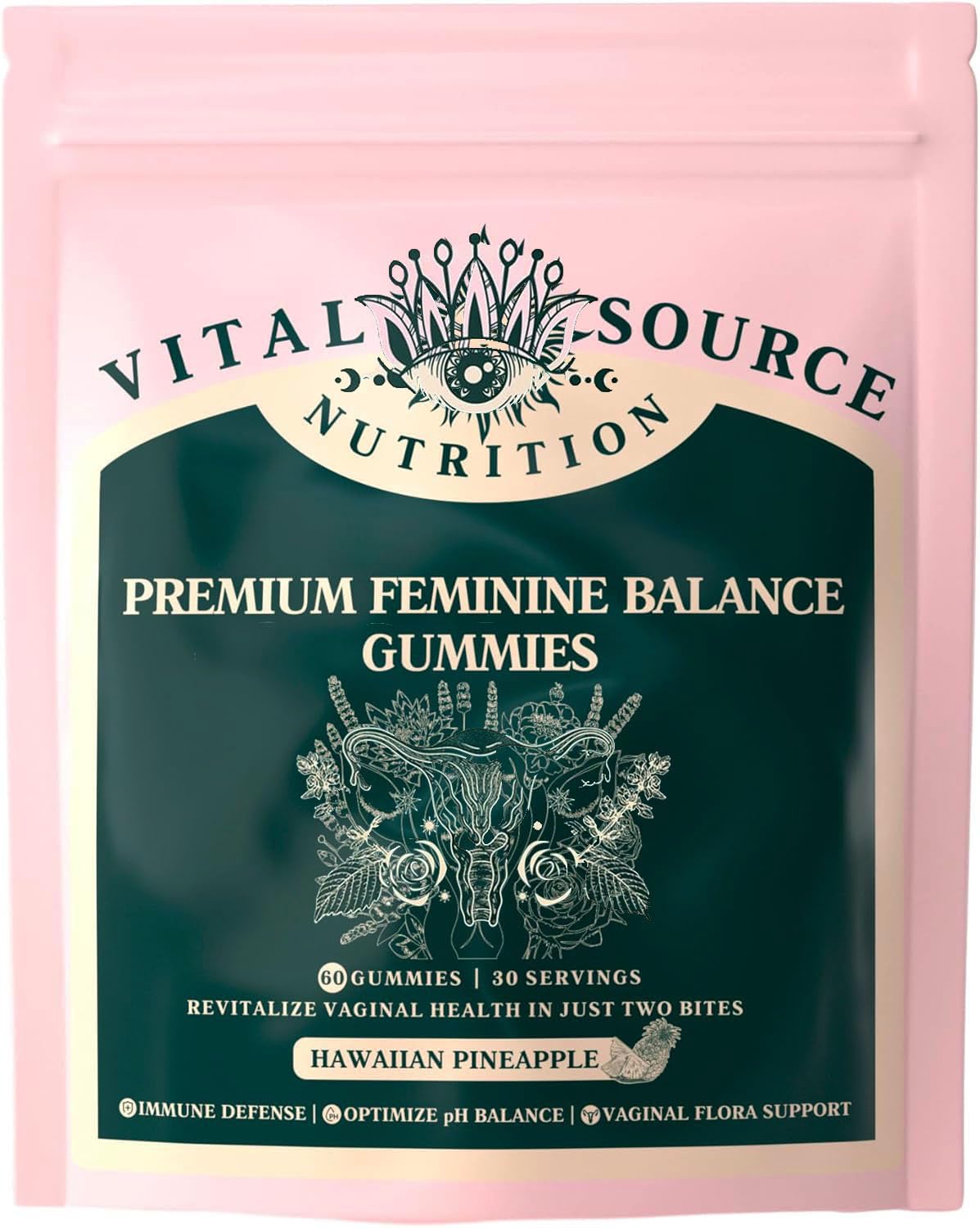 Feminine Balance Gummies - Pineapple Probiotics for Women for Premium Women’s Health & Wellness-Immune Support, Hawaiian Pineapple,60 Gummies (30 Servings)