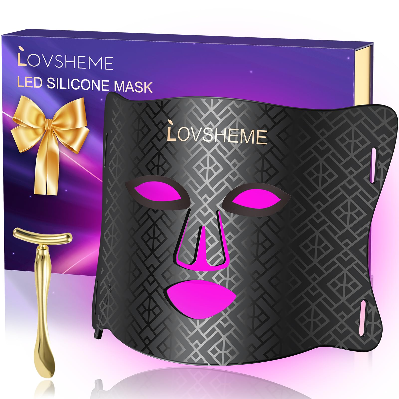 LovshemeLED Face Mask - FDA Approved Enhance Red Light Therapy Mask for Acne, Wrinkles, and Skin Rejuvenation - Professional Grade Home Skincare - 3 Light Modes & Timing Settings, Eye Protection