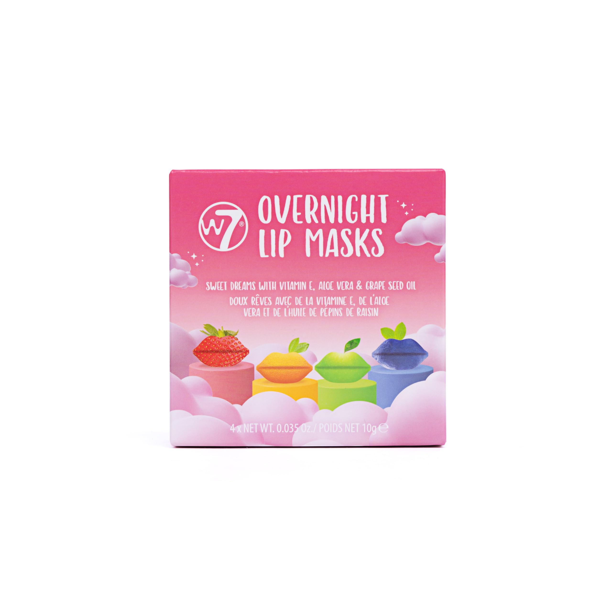 W7Sweet Dreams Overnight Lip Masks - Stocking Stuffer Gift Set (4x10ml) - Lip Treatment with Aloe Vera & Vitamin E - Hydrating, Moisturizing Formula