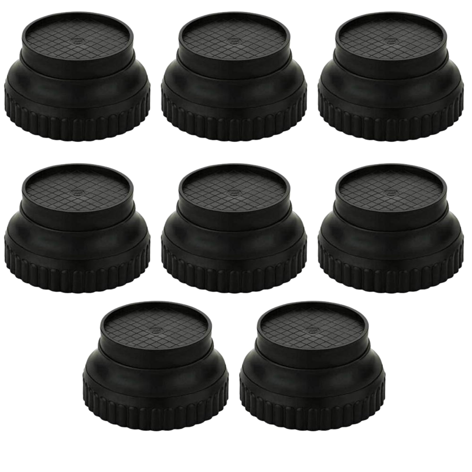 Singhal Heavy Duty Plastic Round Base Stand 8 Pcs for Bed, Refrigerator Stand, Washing Machine Stand, Furniture Base Stand and Fridge Stand for Single Door and Double Door (Black Round)