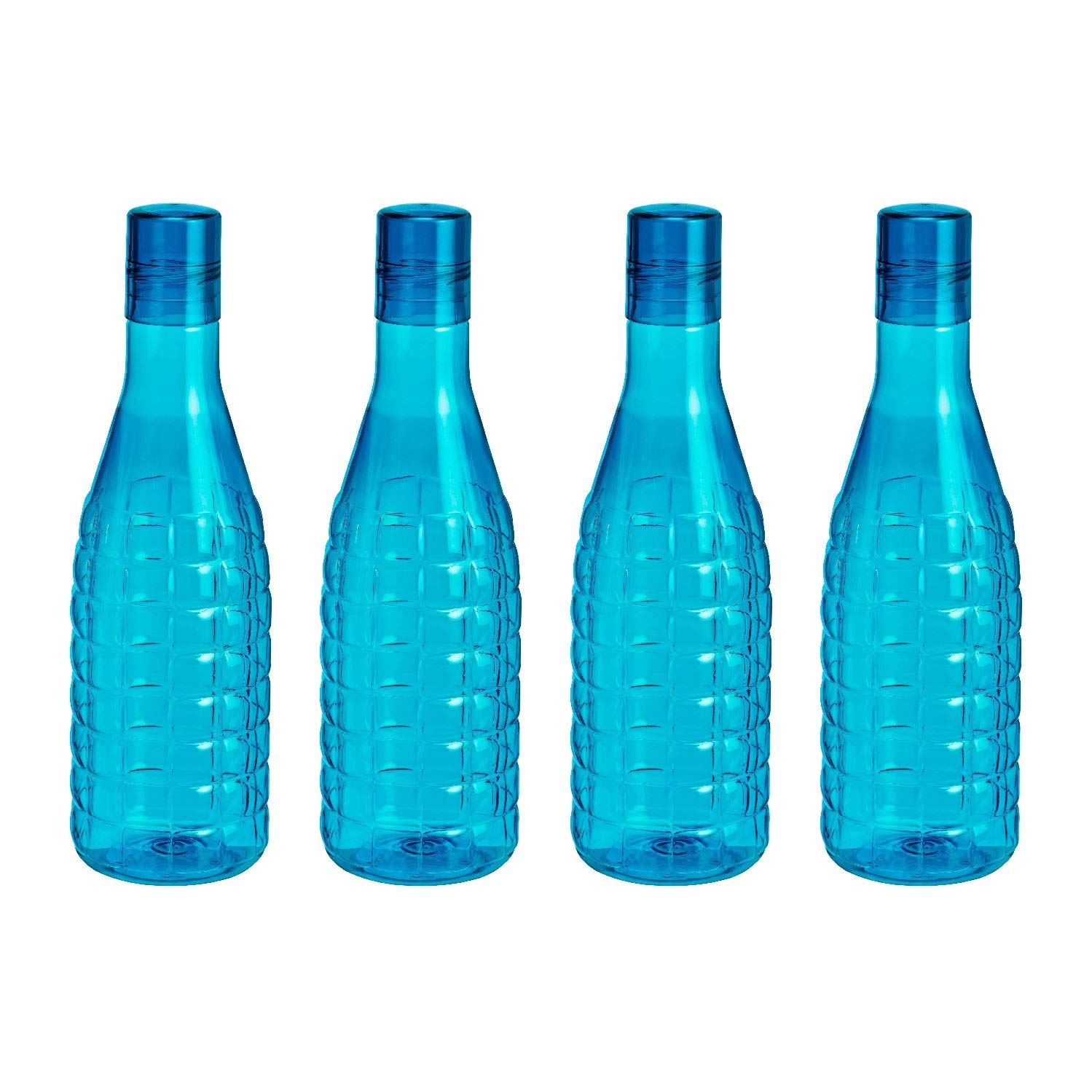 Steelo Stark Plastic Water Bottle, 1 Litre, Set of 4, Blue