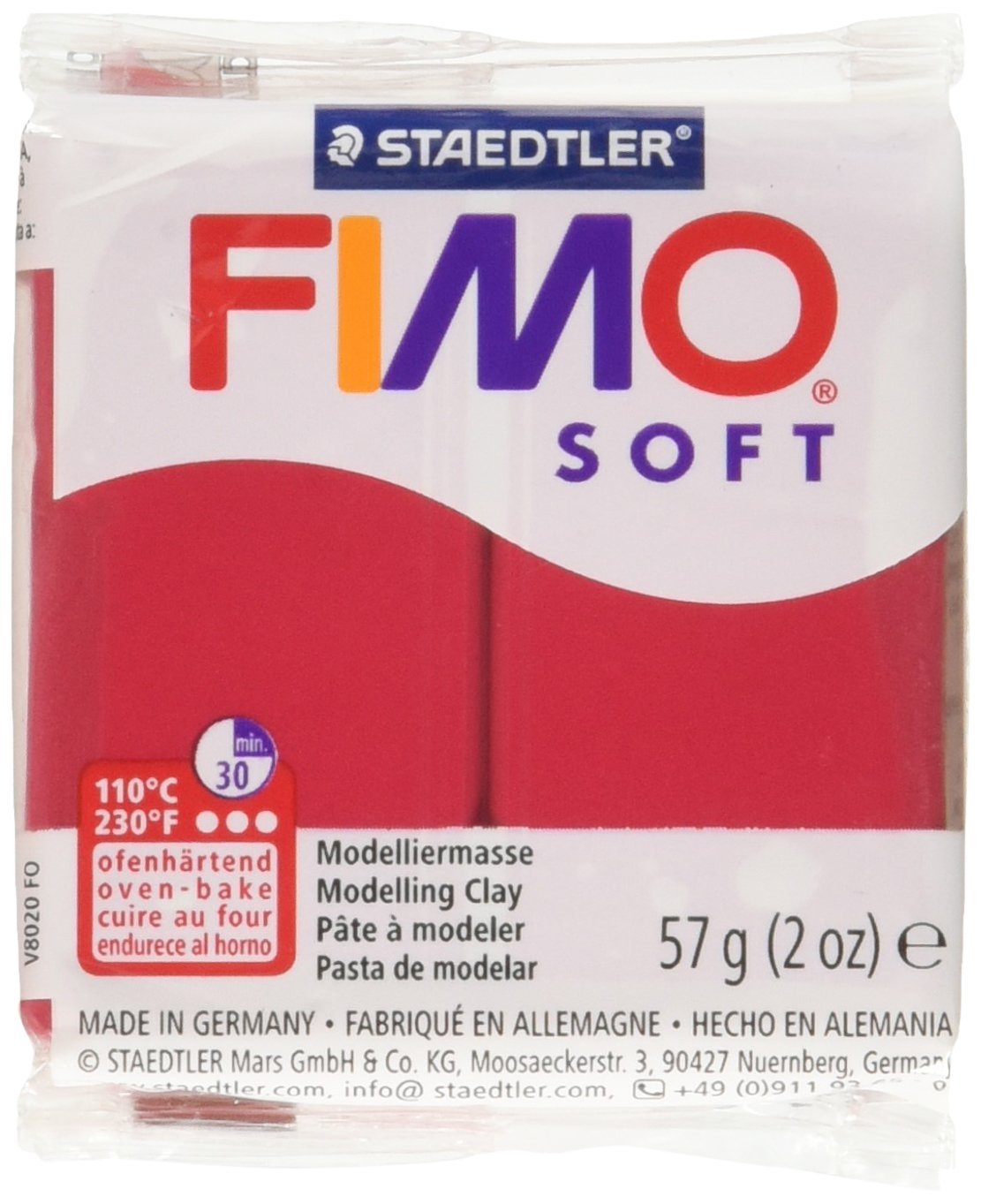 Staedtler Fimo Soft Polymer Clay 2 Ounces-8020-26 Cherry Red