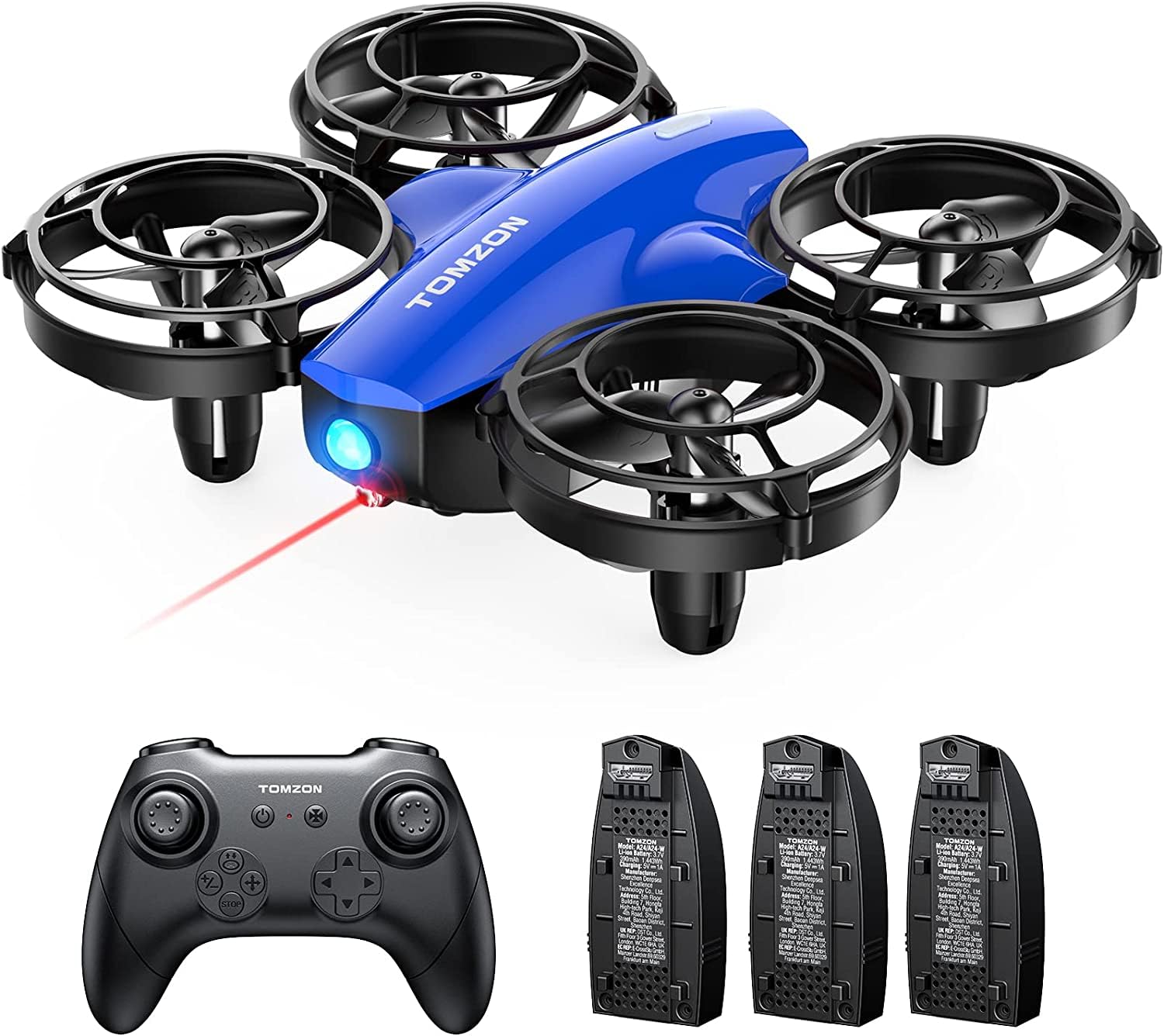 TomzonA24 Mini Drone for Kids with Battle Mode, Indoor Outdoor RC Drone Quadcopter with Throw to Go, High Speeds Rotation, Self Spin, RC Toys Gifts with 3 Batteries, 3D Flip and Headless Mode, Blue