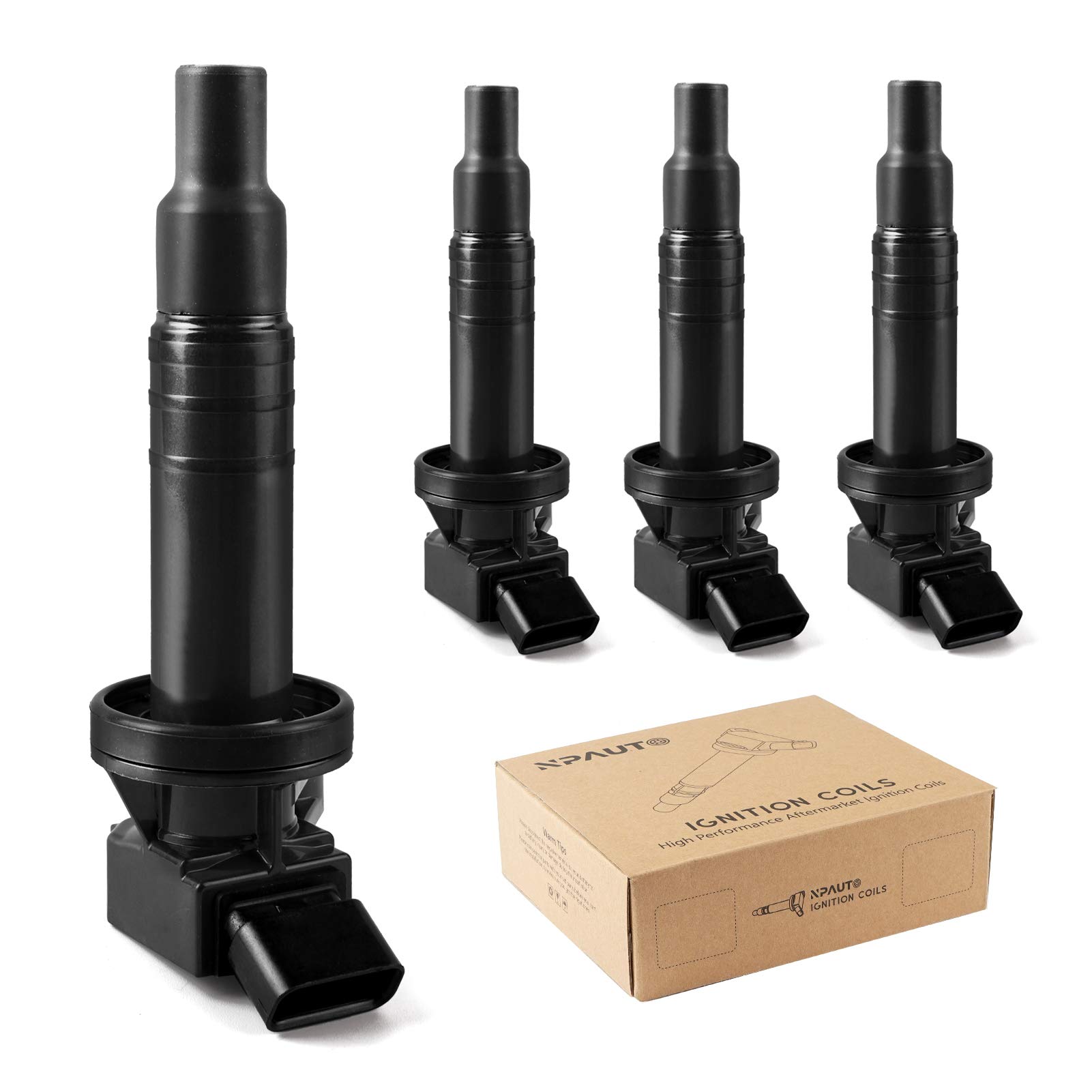 NPAUTO Ignition Coils Pack Compatible with Engine 1ZZFE L4 1.8L 2000-2008 Toyota Corolla,2000-2005 Celica GT, 2003-2008 Matrix, 2000-2005 MR2 Spyder, Pontiac Vibe, 2000-2002 Prizm, Pack of 4