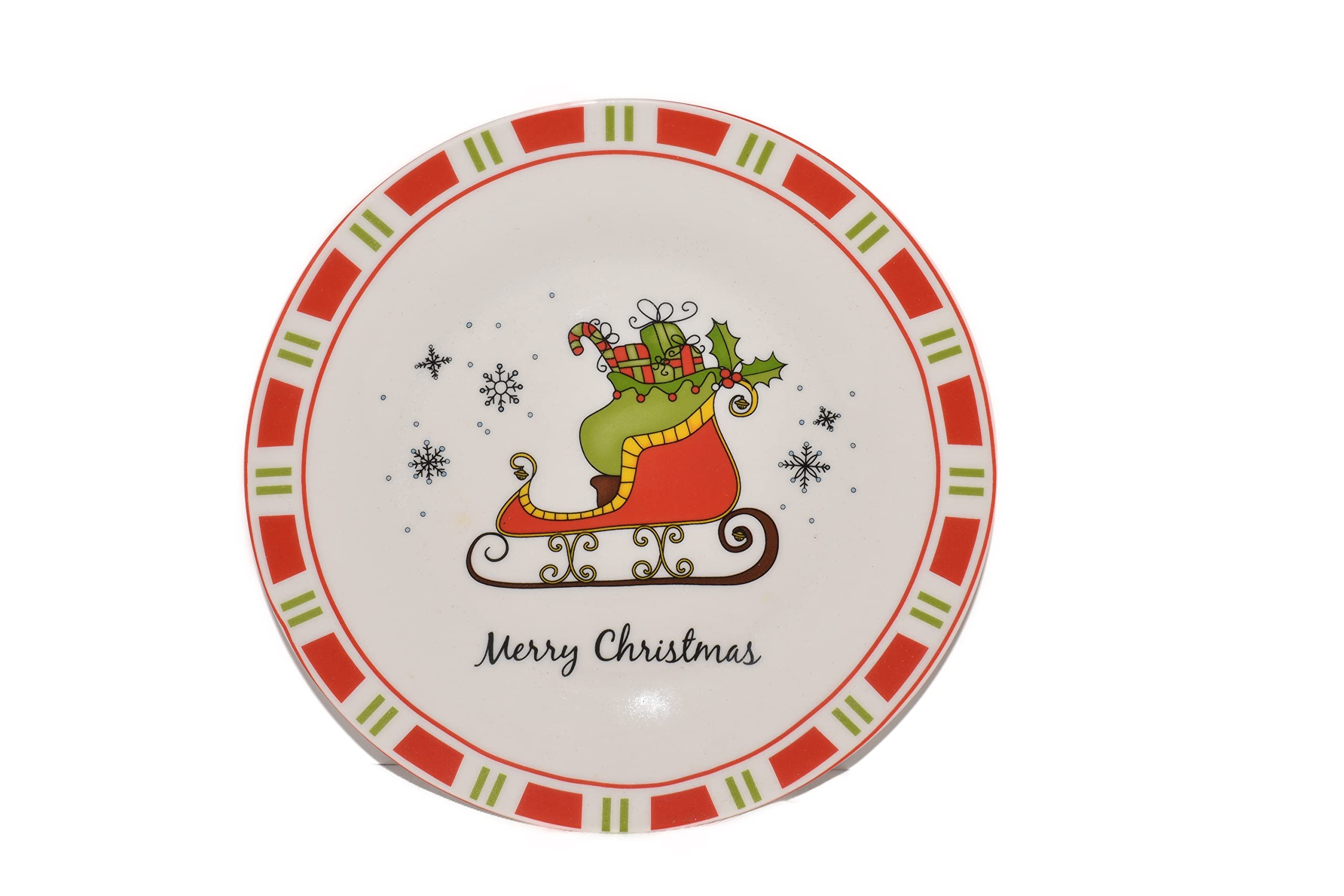 8" Merry Christmas Santa's Sleigh with Presents Pier1 Decorative Salad Plate