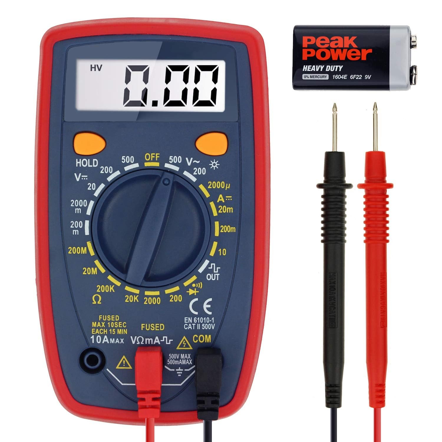 SYOSIMultimeter Tester, 2000 Counts Digital Multimeter, Smart Digital Voltage Tester with DC/AC Voltmeter & Ohm Volt Amp Meter for Measuring Voltage, Current, Resistance, Tests Live Wire, Continuity