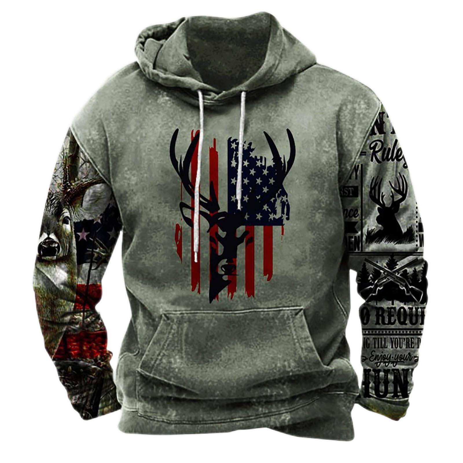 YAFINMO Hoodies for Men Western Aztec Ethnic Graphic Hooded Sweatshirts Vintage Casual Plus Size Lightweight Pullover Tops