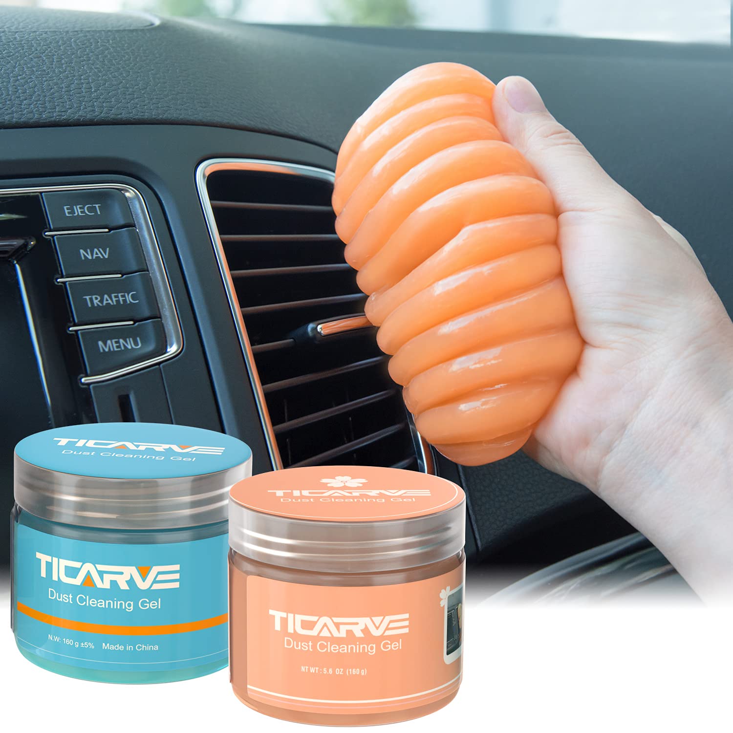 TICARVECar Cleaning Gel Car Putty Car Cleaning Putty Auto Tools for Car Interior Cleaner Cleaning Kits Automotive Car Cleaner Blue Orange (2Pack)